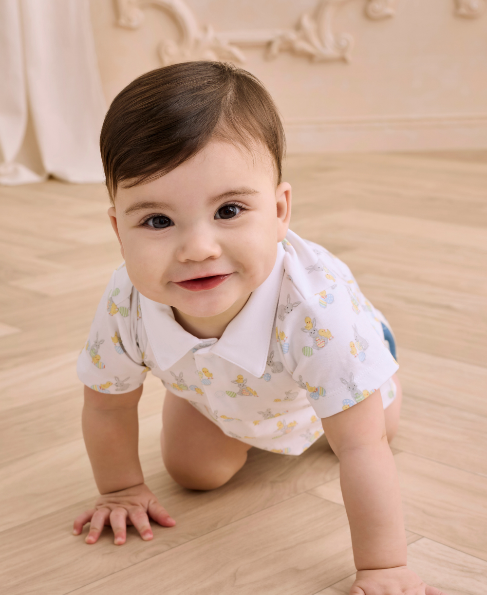 Baby's First Easter Short Playsuit w/ Collar - Kissy Kissy