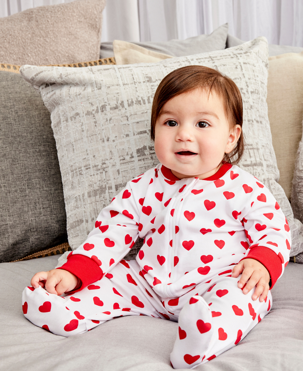 Be My Valentine Zip Footie - Kissy Kissy