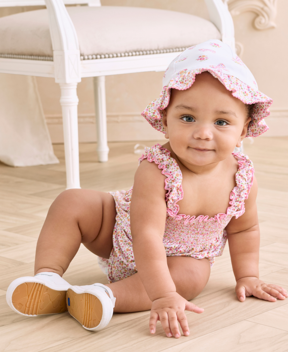 Blossoming Bows Floral Smocked Bubble - Kissy Kissy