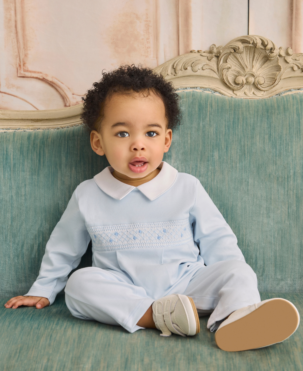 CLB Fall 26 Blue Hand Smocked Playsuit