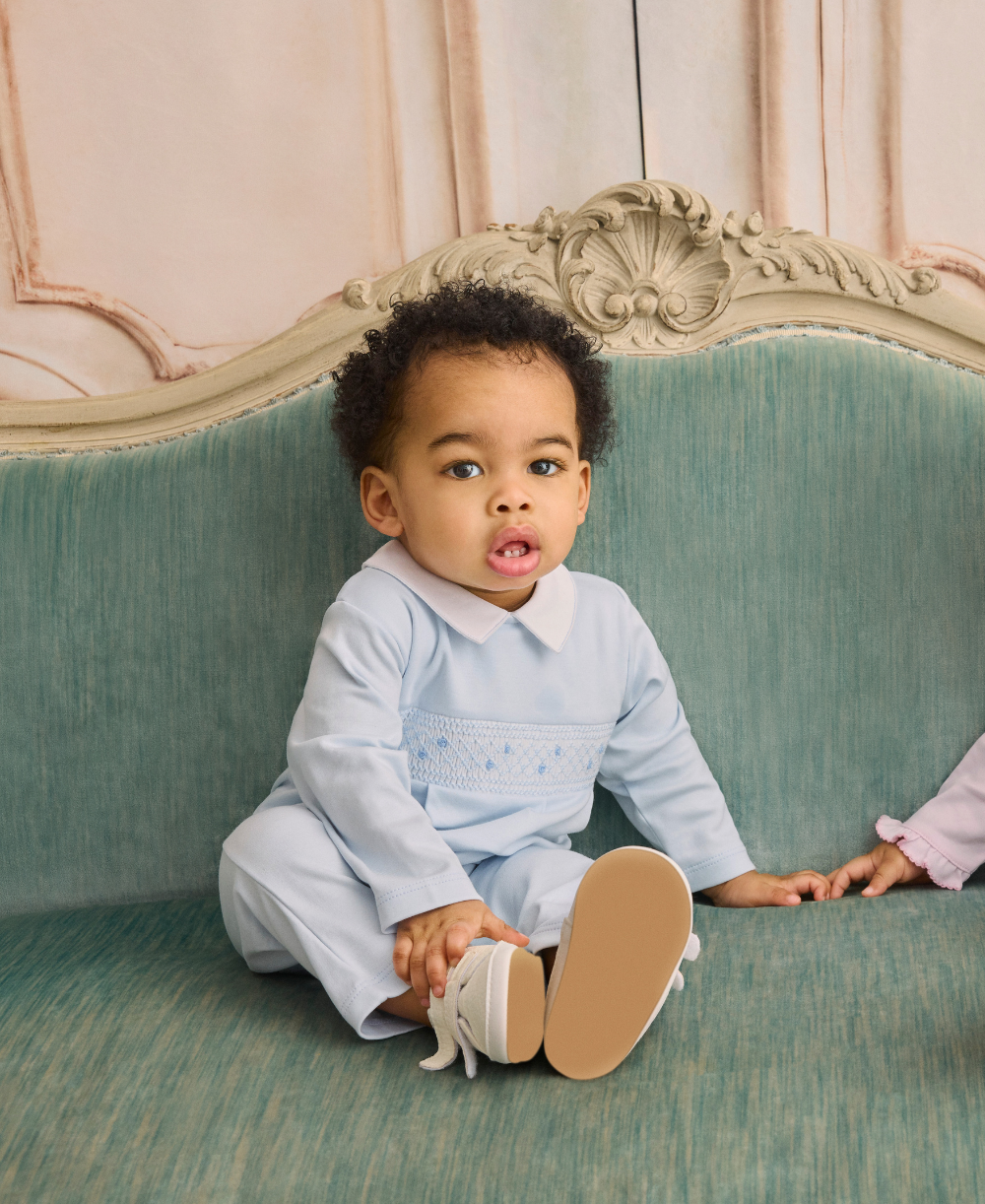 CLB Fall 26 Blue Hand Smocked Playsuit - Kissy Kissy