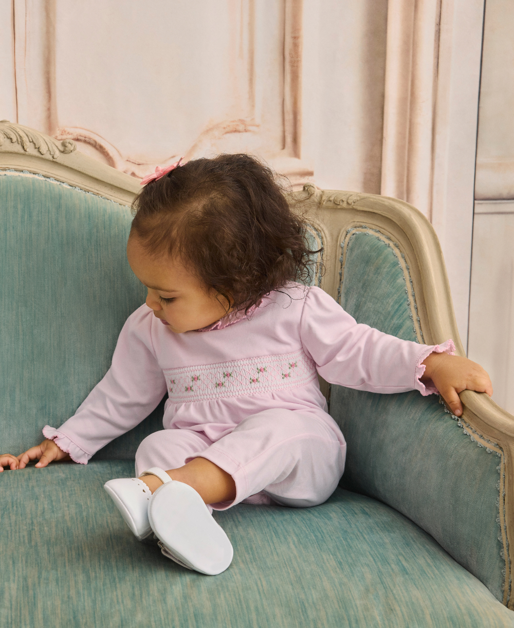 CLB Fall 26 Pink Hand Smocked Playsuit
