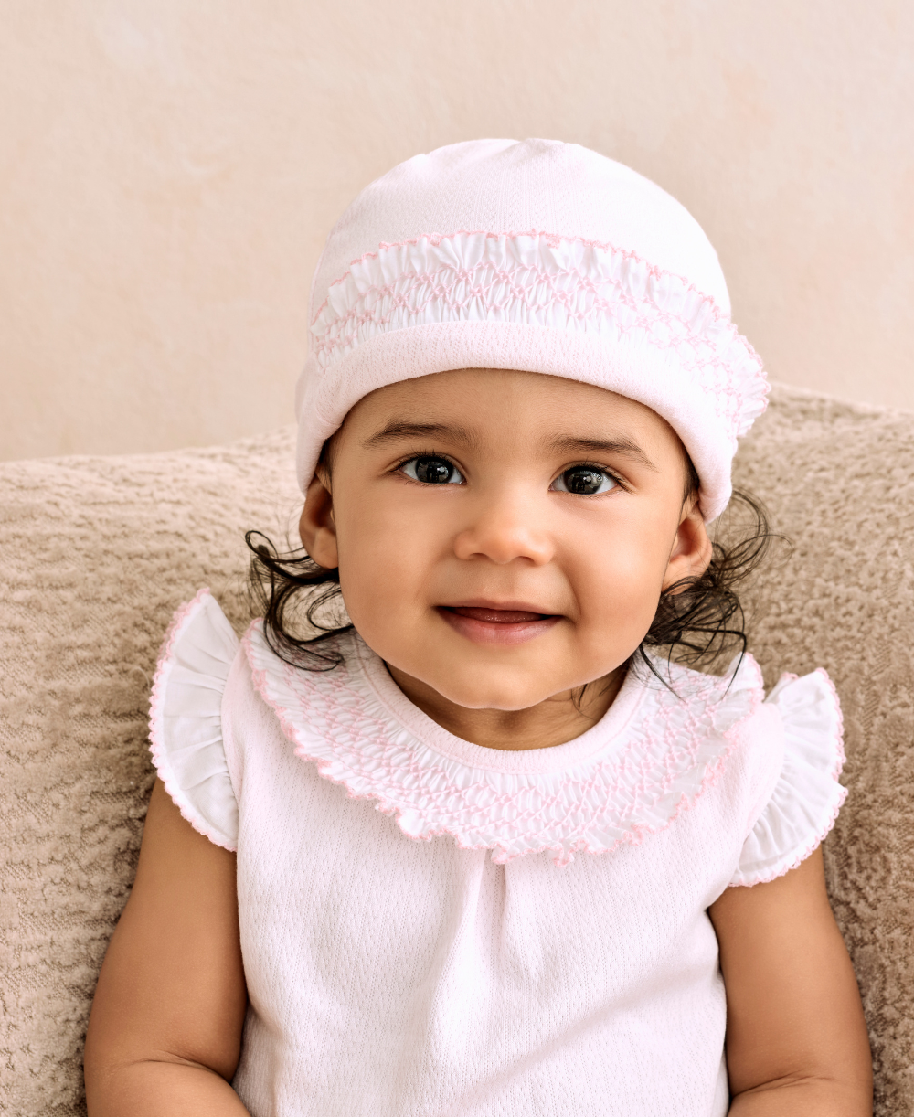 CLB Smocked Ruffle Pink Bubble - Kissy Kissy