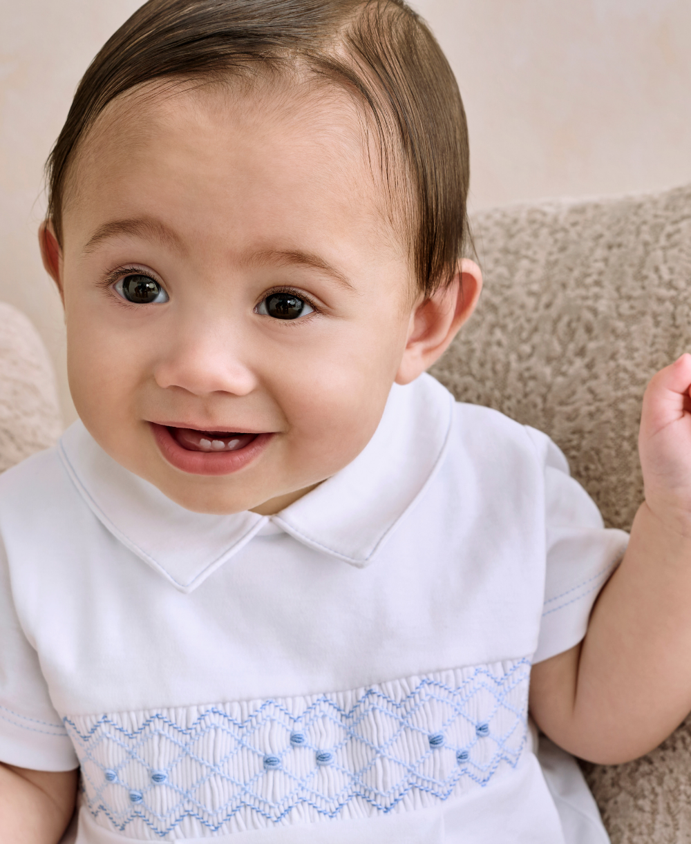 CLB Summer 26 White Hand Smocked Short Playsuit