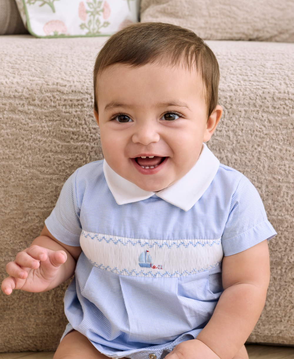 CLB Summer Medley 26 Blue Hand Smocked Playsuit