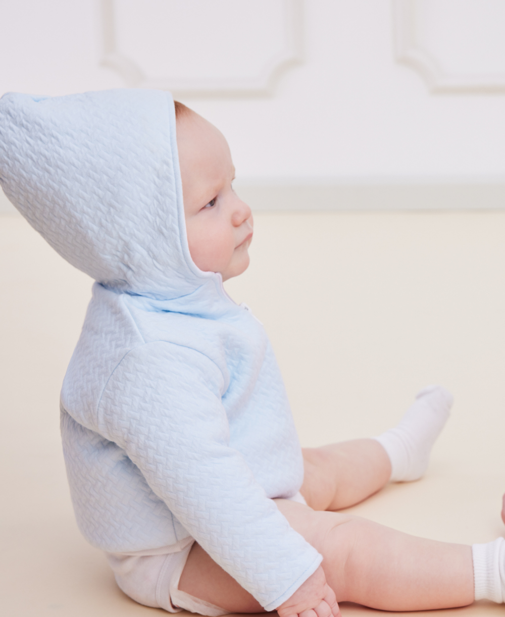 Classic Jacquards Blue Padded Jacket - Kissy Kissy