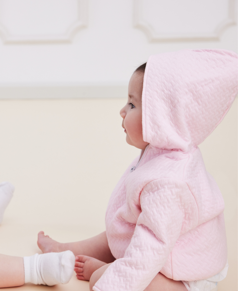 Classic Jacquards Pink Padded Zip Jacket - Kissy Kissy