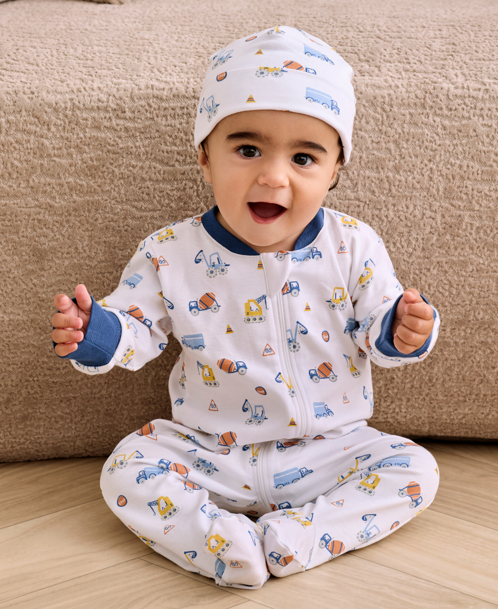 Construction Roadwork Zip Footie - Kissy Kissy