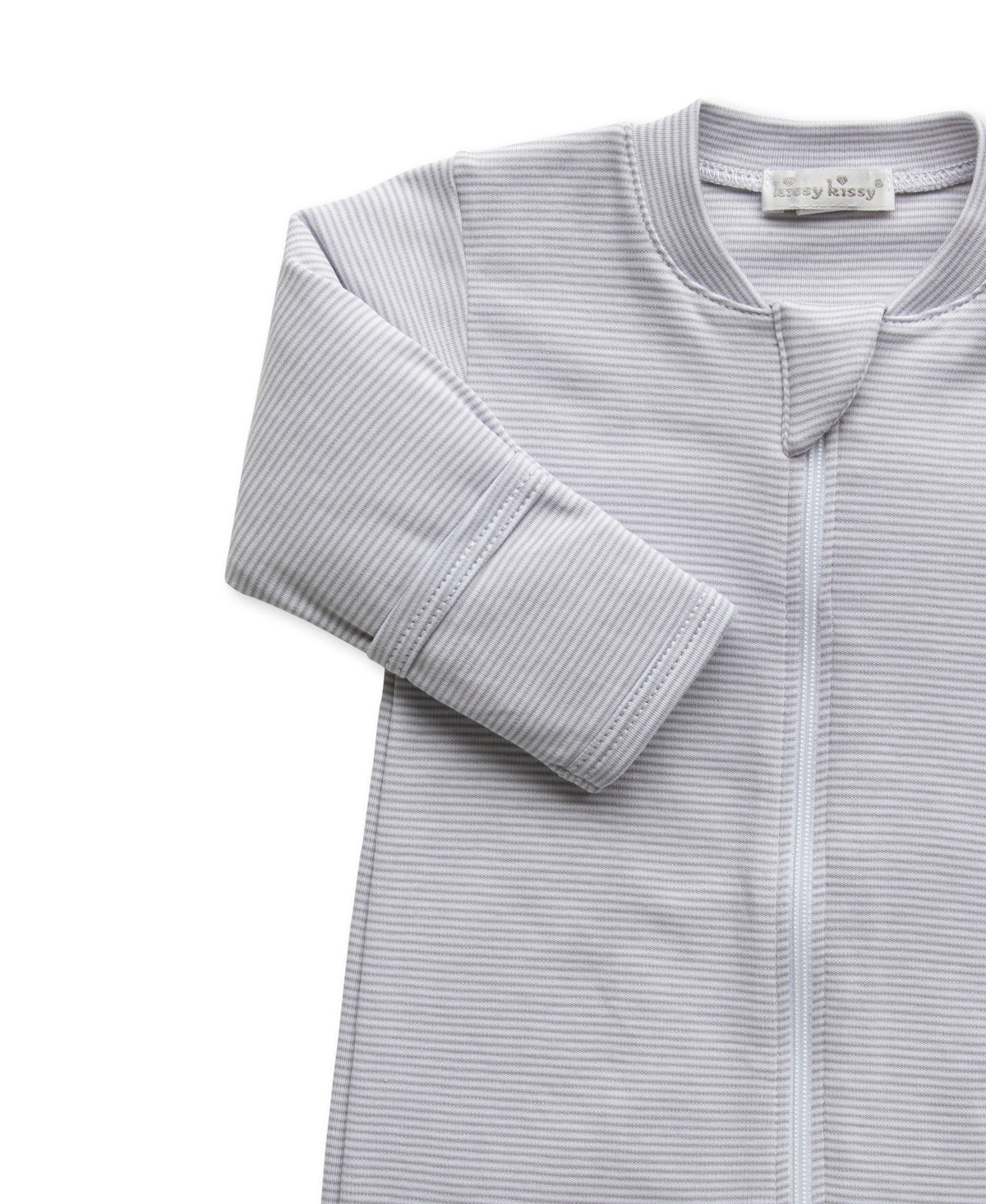 Gray Sophie Stripe Pajamas Zip Front Footie