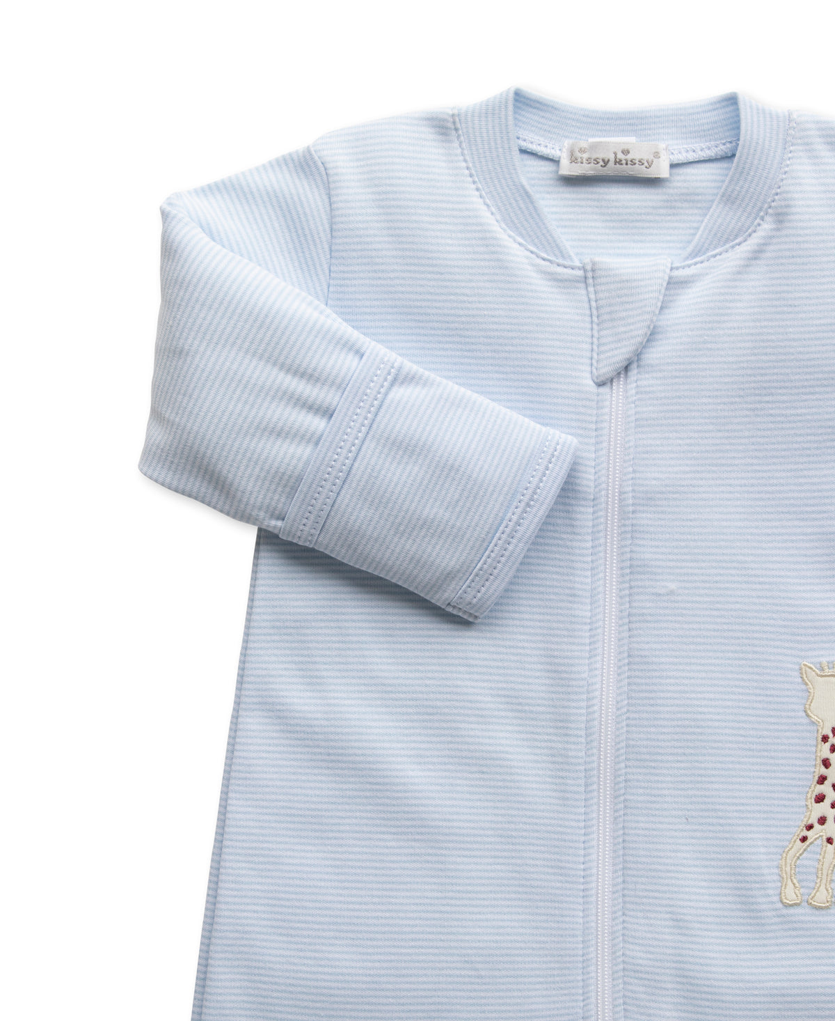 Blue Sophie Stripe Pajamas Zip Front Footie - Kissy Kissy