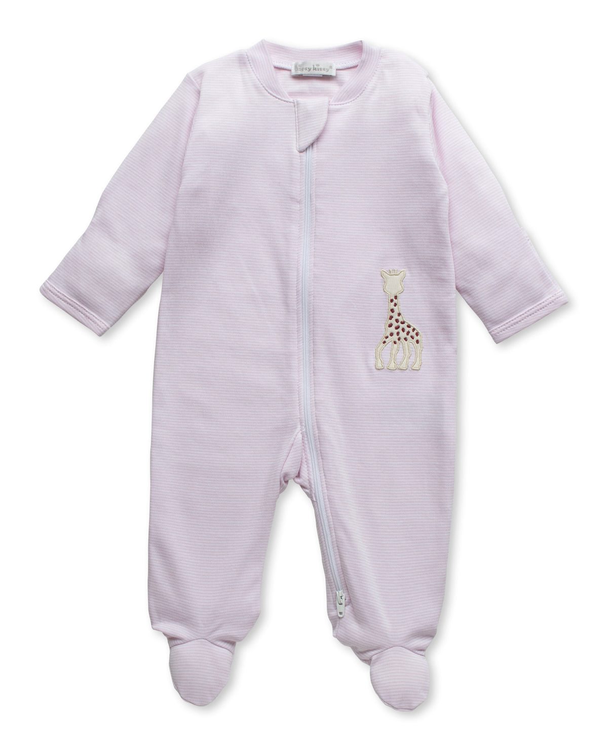 Pink Sophie Stripe Pajamas Zip Front Footie