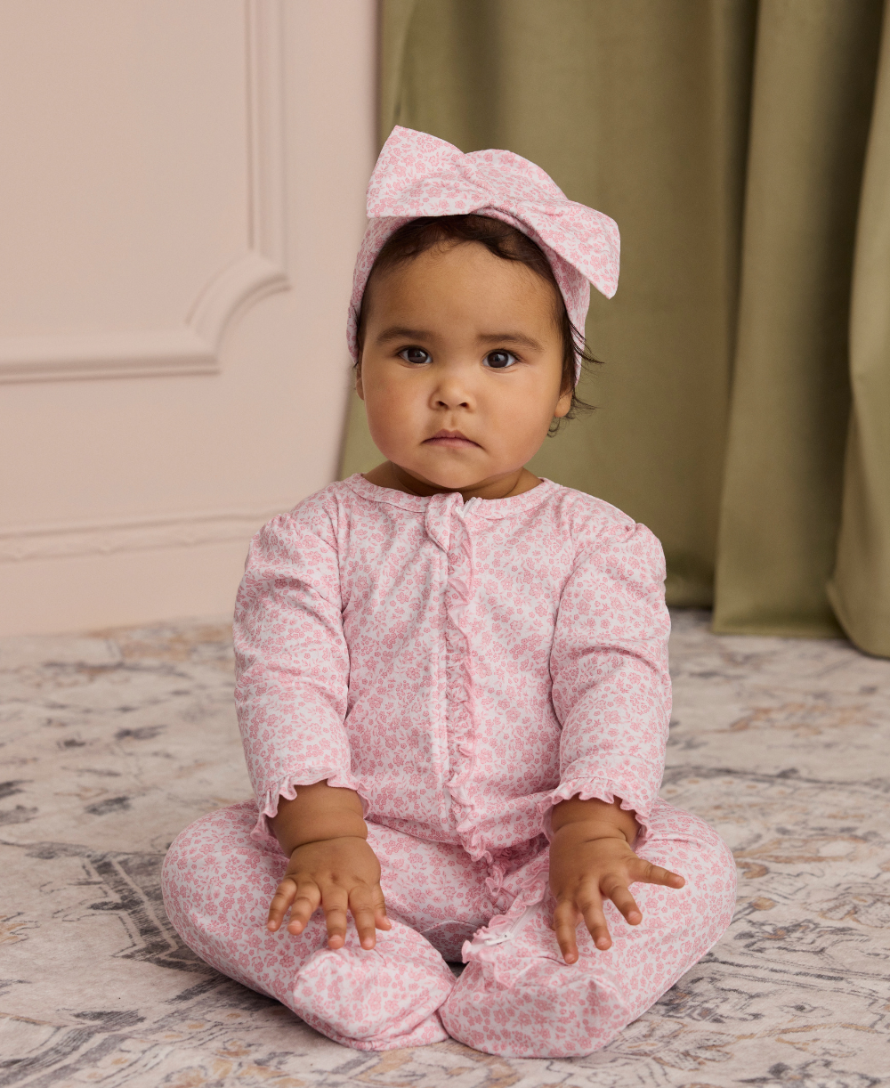 Fall Blooms Pink Zip Footie