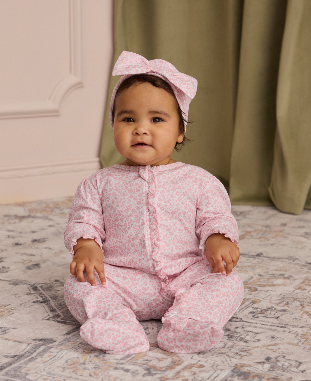 Fall Blooms Pink Zip Footie - Kissy Kissy