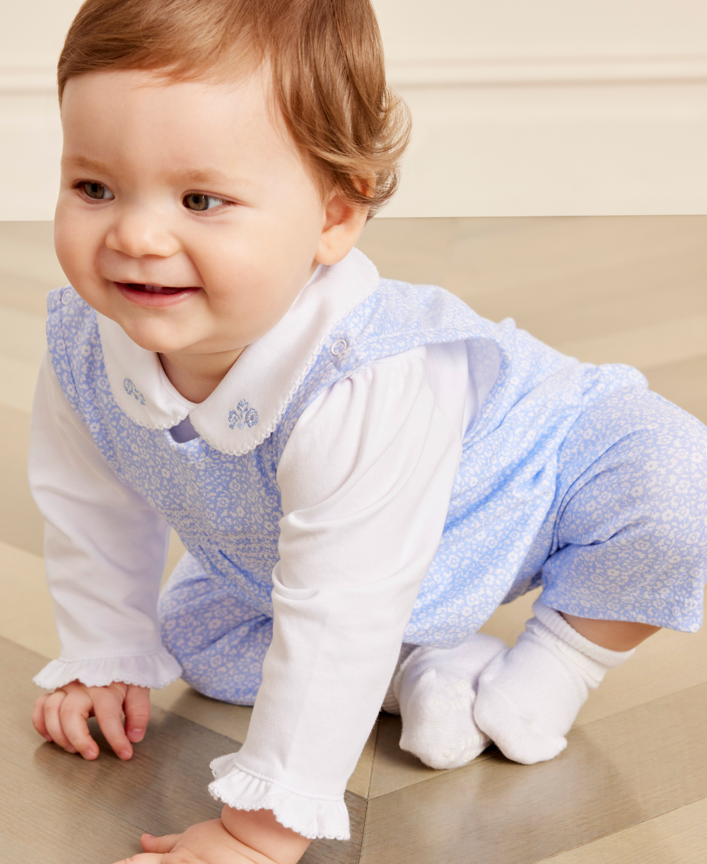 Fall Flower Patch Blue Overall Set - Kissy Kissy
