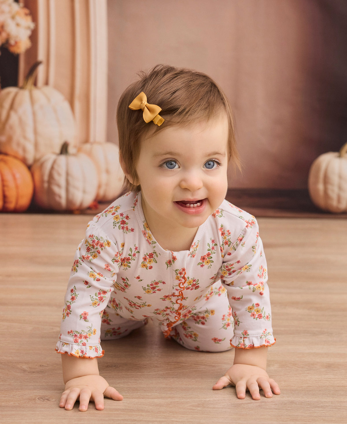 Fall Floral Garden Zip Footie - Kissy Kissy