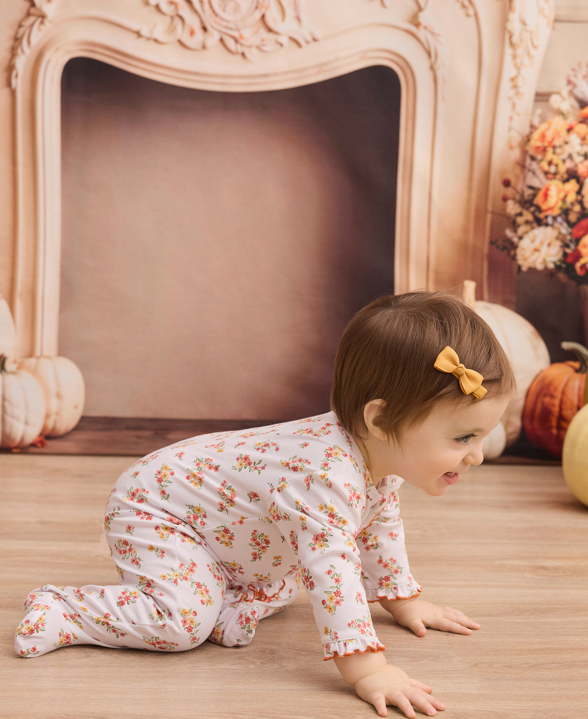 Fall Floral Garden Zip Footie - Kissy Kissy