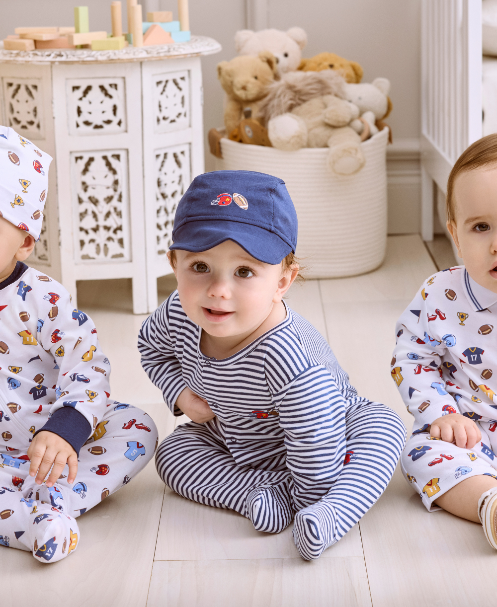 Football Fever Stripe Footie - Kissy Kissy