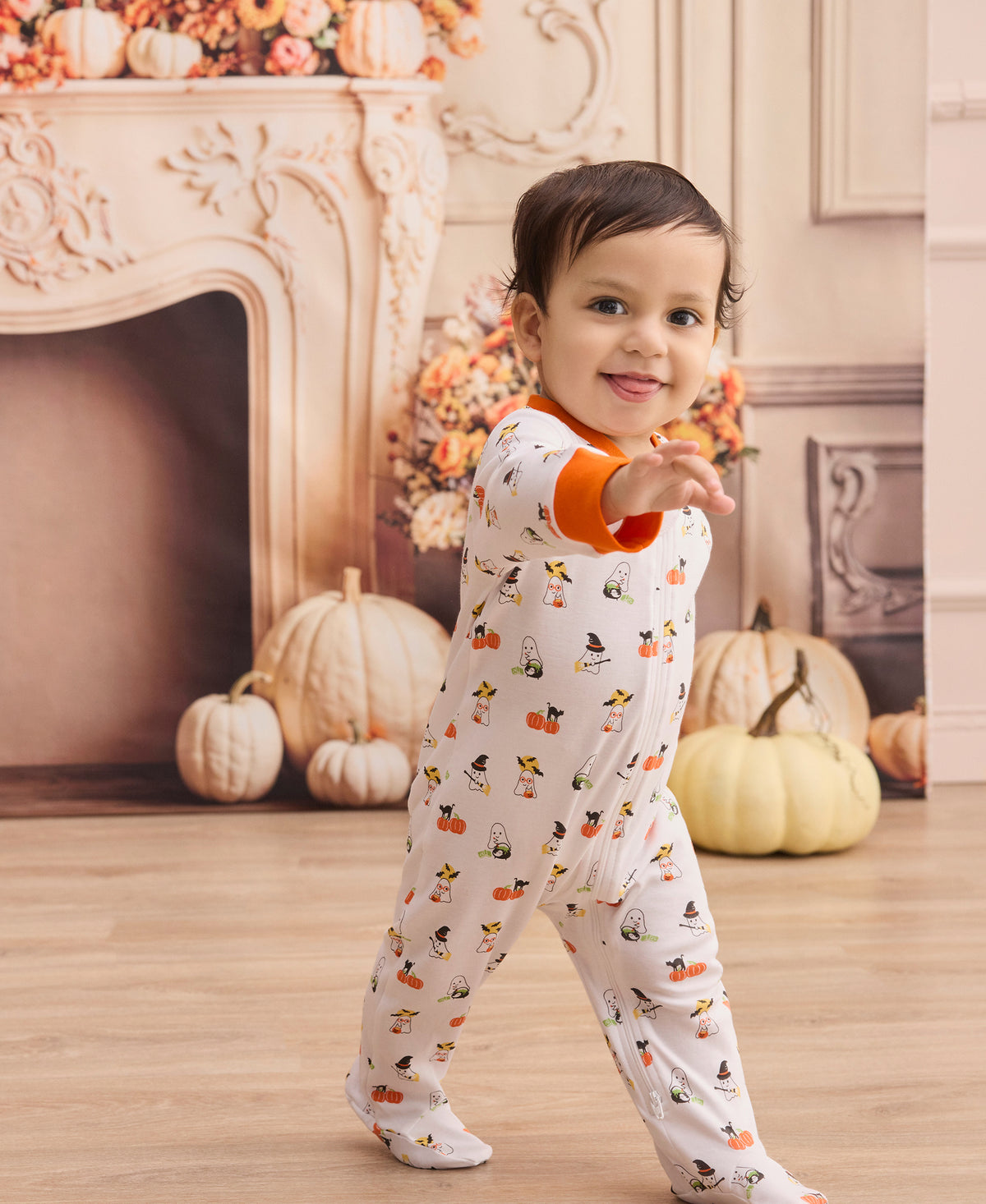 Halloween Ghosts Zip Footie - Kissy Kissy