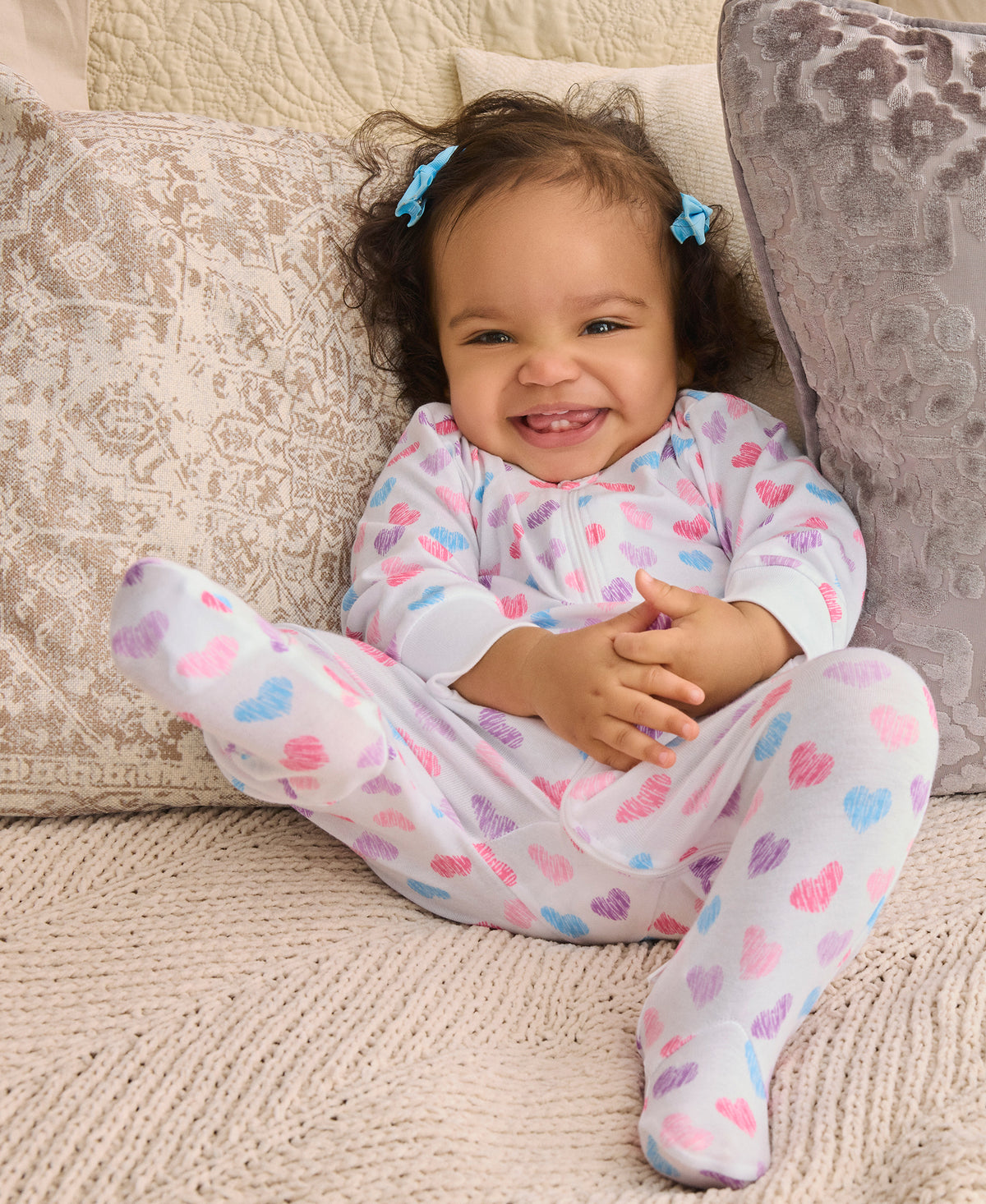 Kissy Love Hopeful Hearts StretchFlex Zip Footie - Kissy Kissy