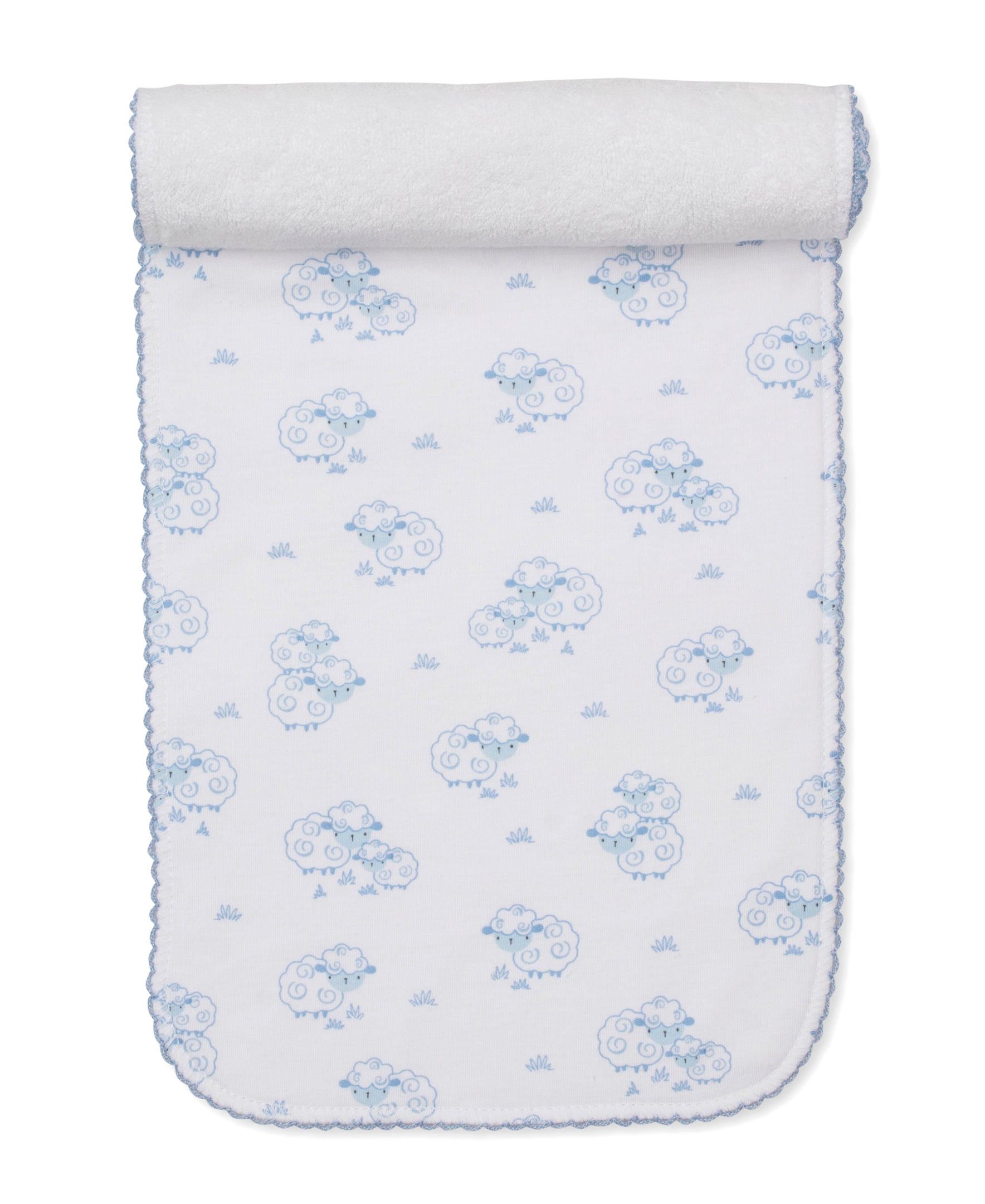 Sweet Sheep Blue Burp Cloth - Kissy Kissy
