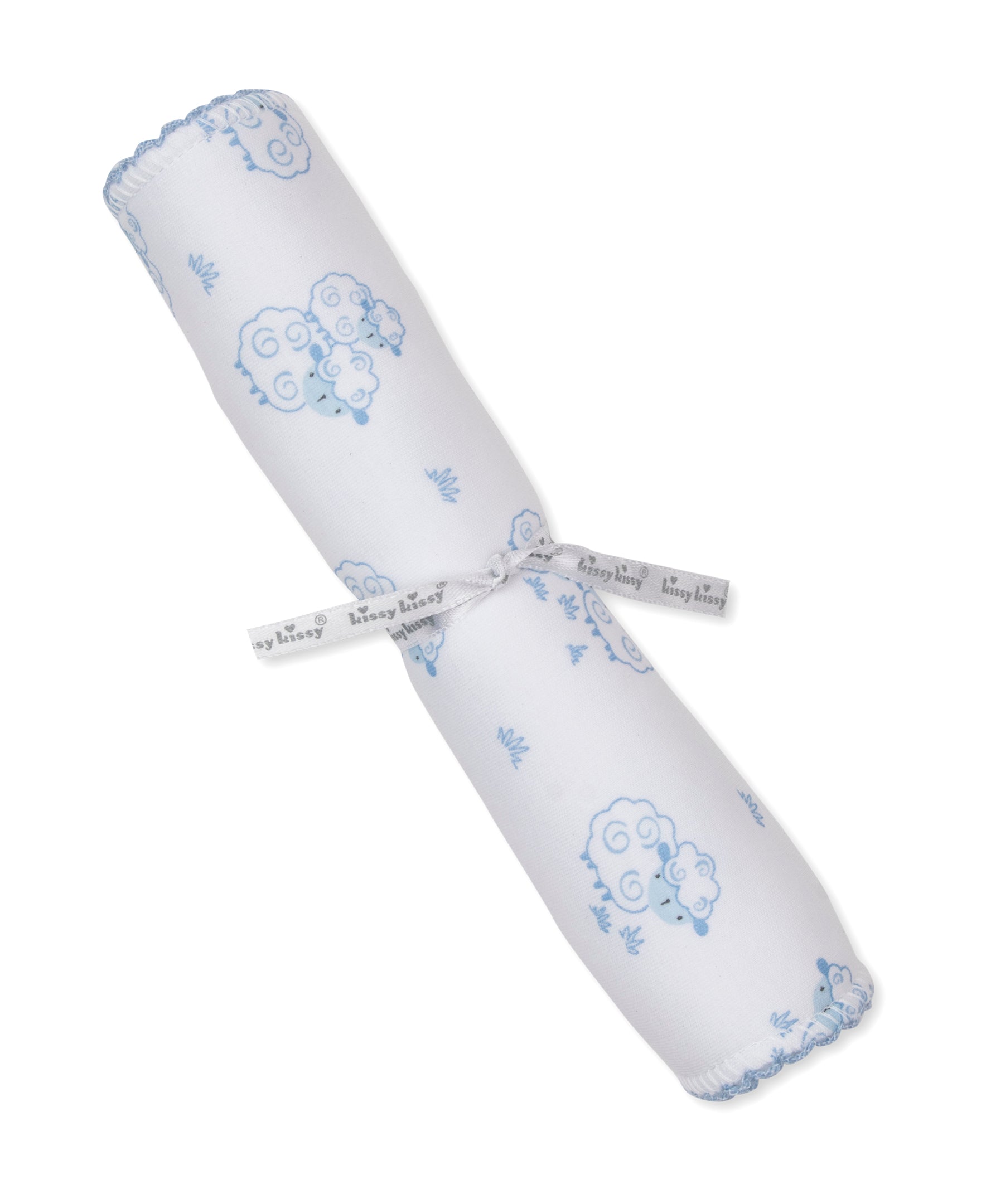 Sweet Sheep Blue Burp Cloth - Kissy Kissy