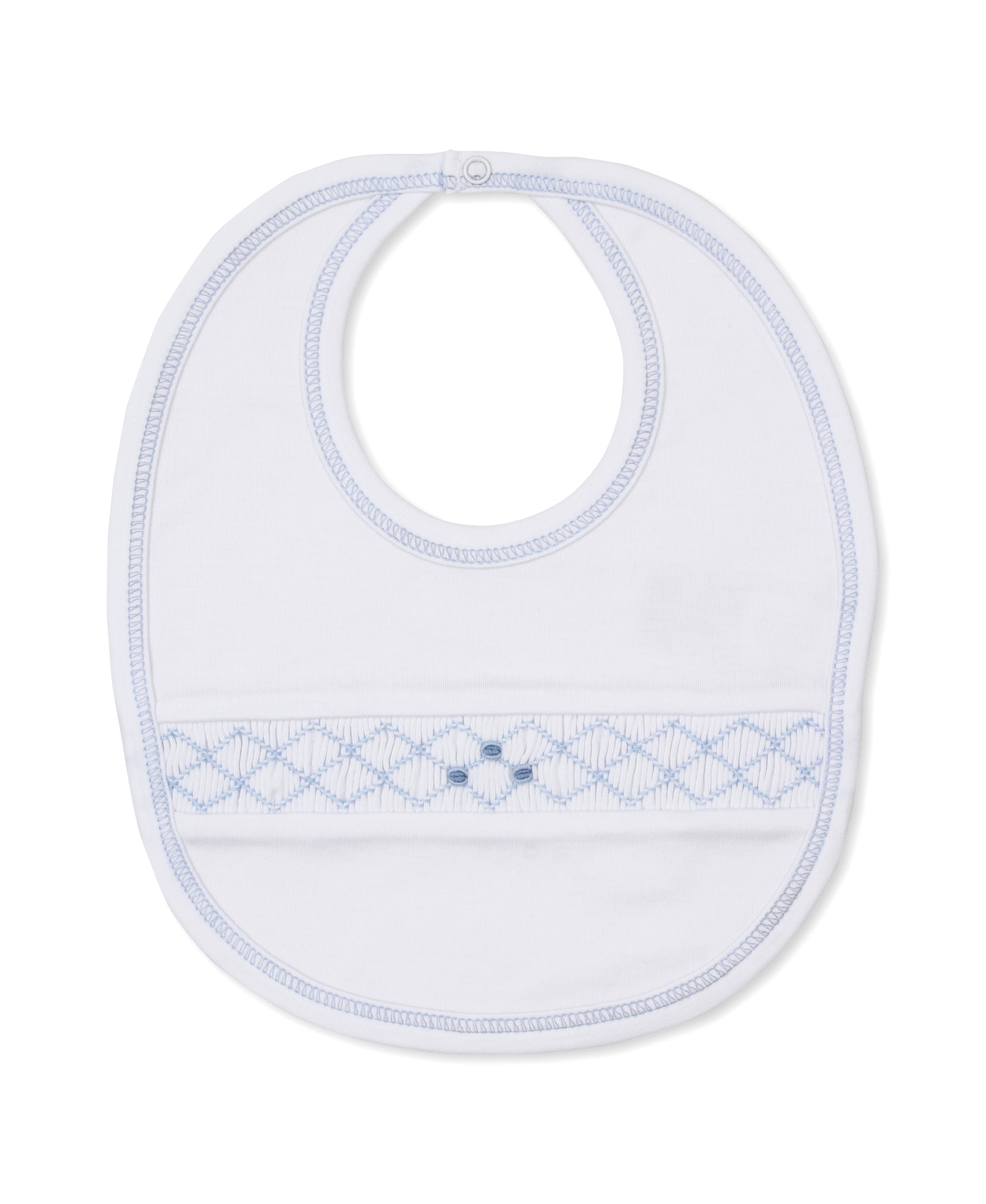 CLB Summer 26 White/Blue Hand Smocked Bib - Kissy Kissy
