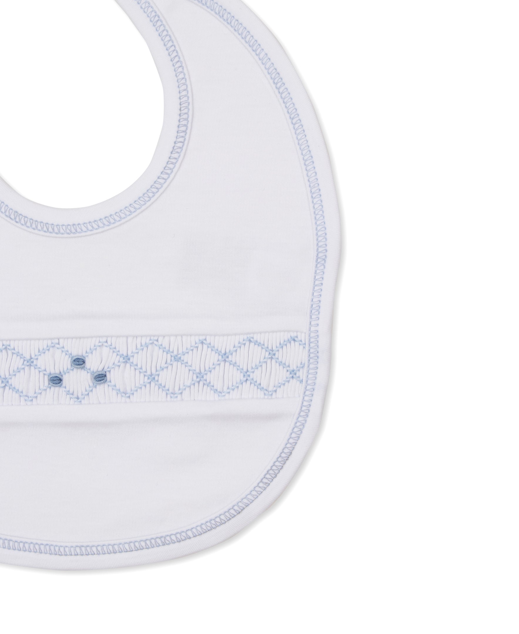 CLB Summer 26 White/Blue Hand Smocked Bib - Kissy Kissy