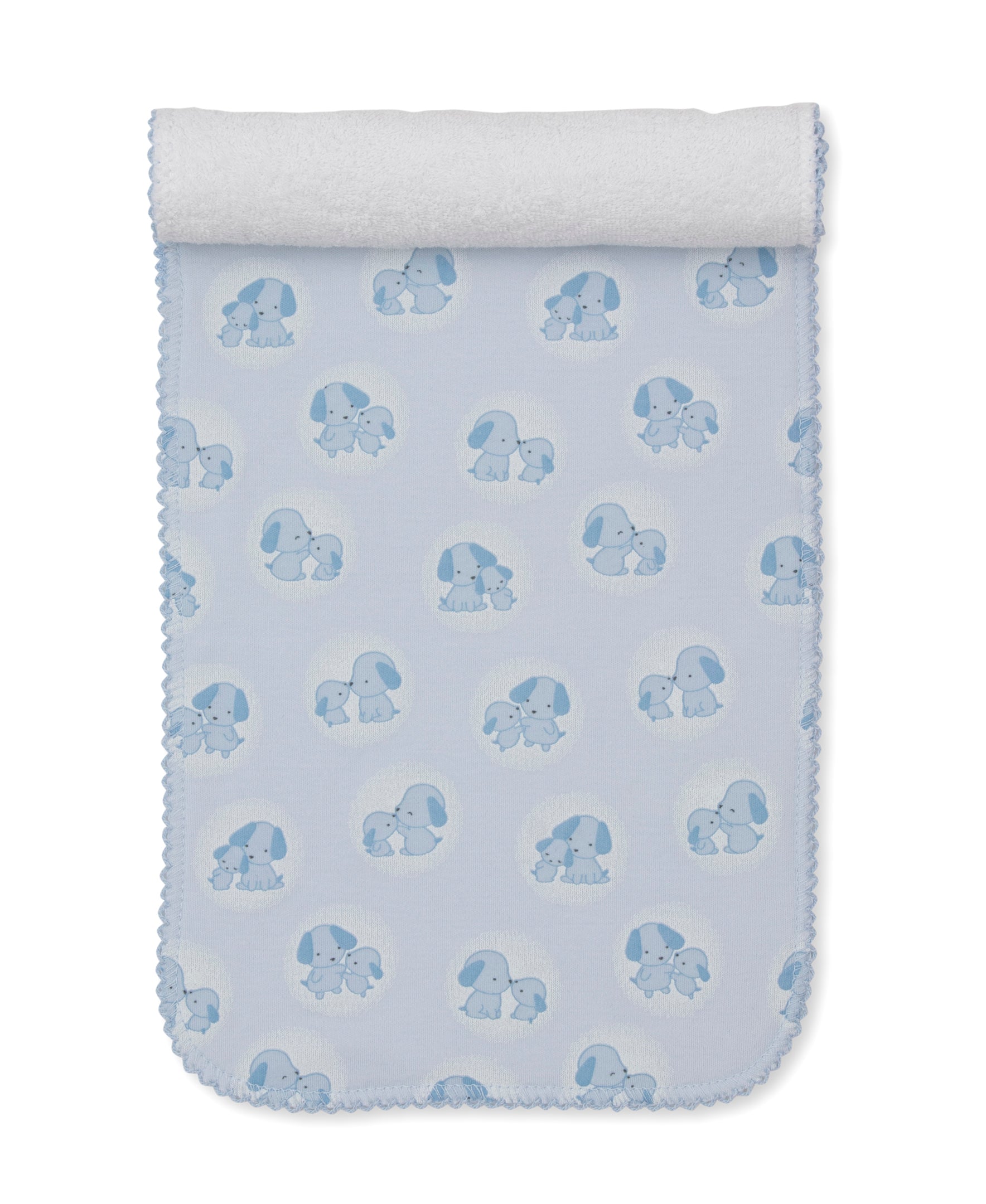 Puppy Family Blue Burp Cloth