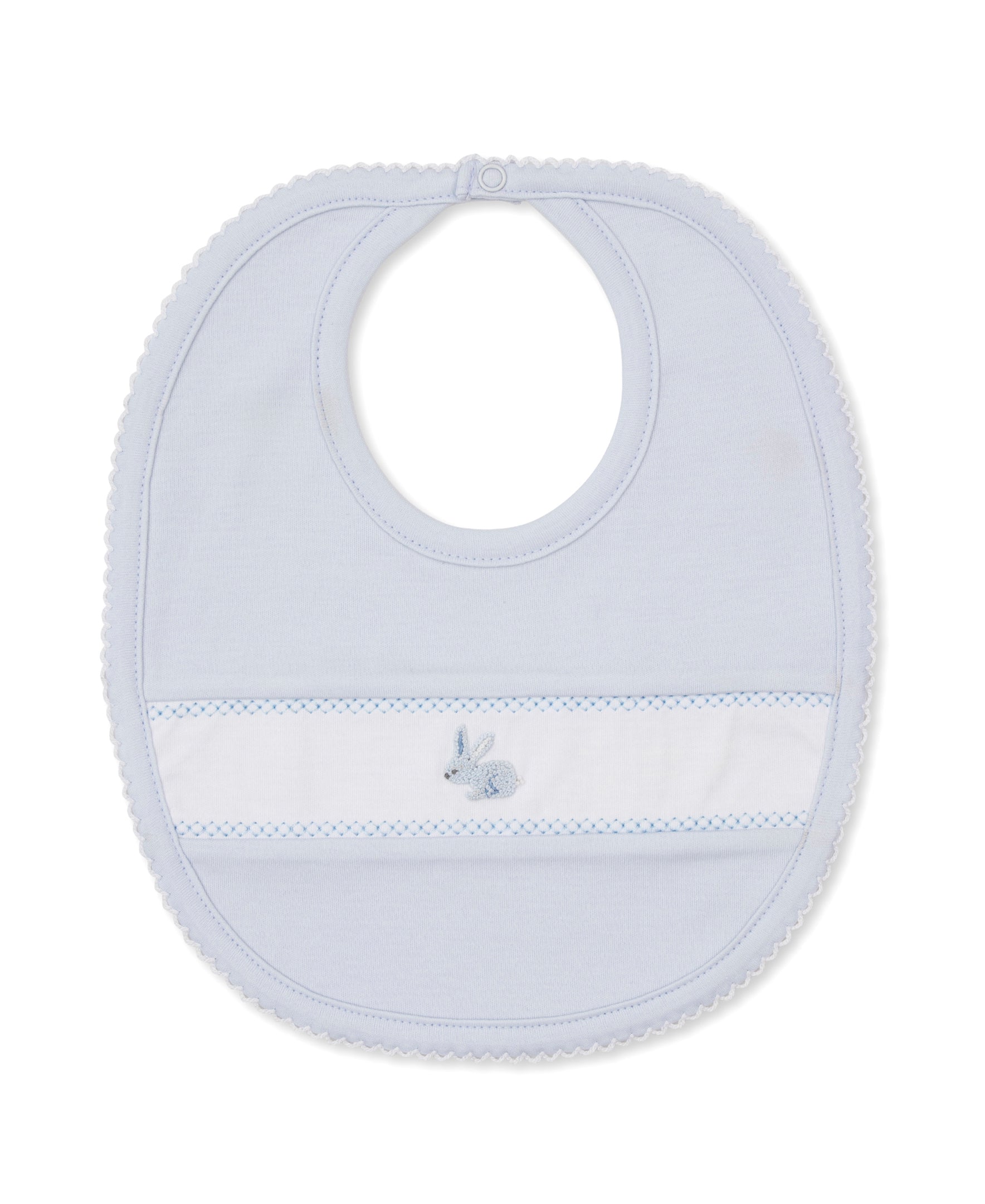Premier Springtime Bunny Fun Blue Hand Emb. Bib - Kissy Kissy
