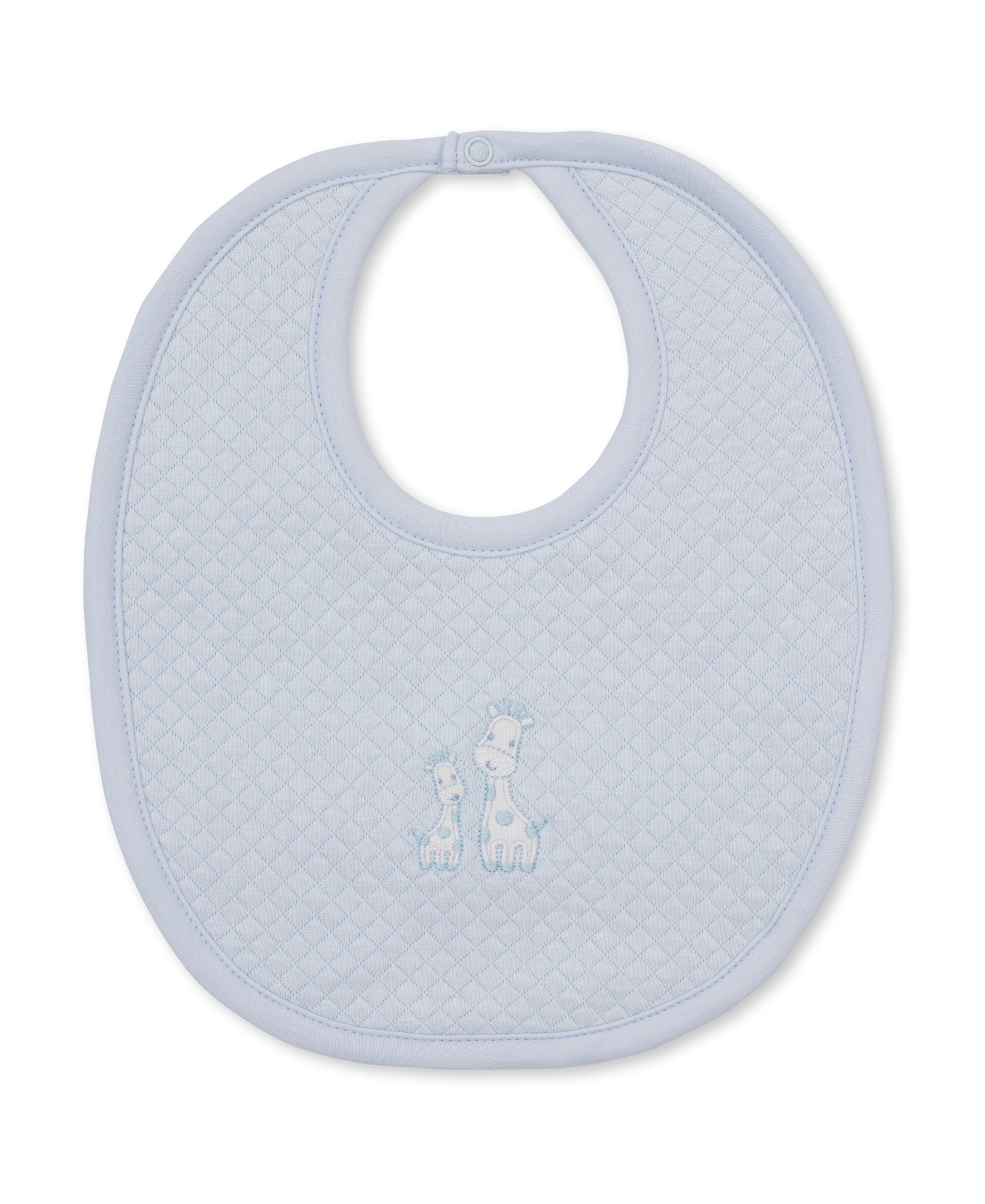 Giraffe Laughs Blue Jacquard Bib - Kissy Kissy