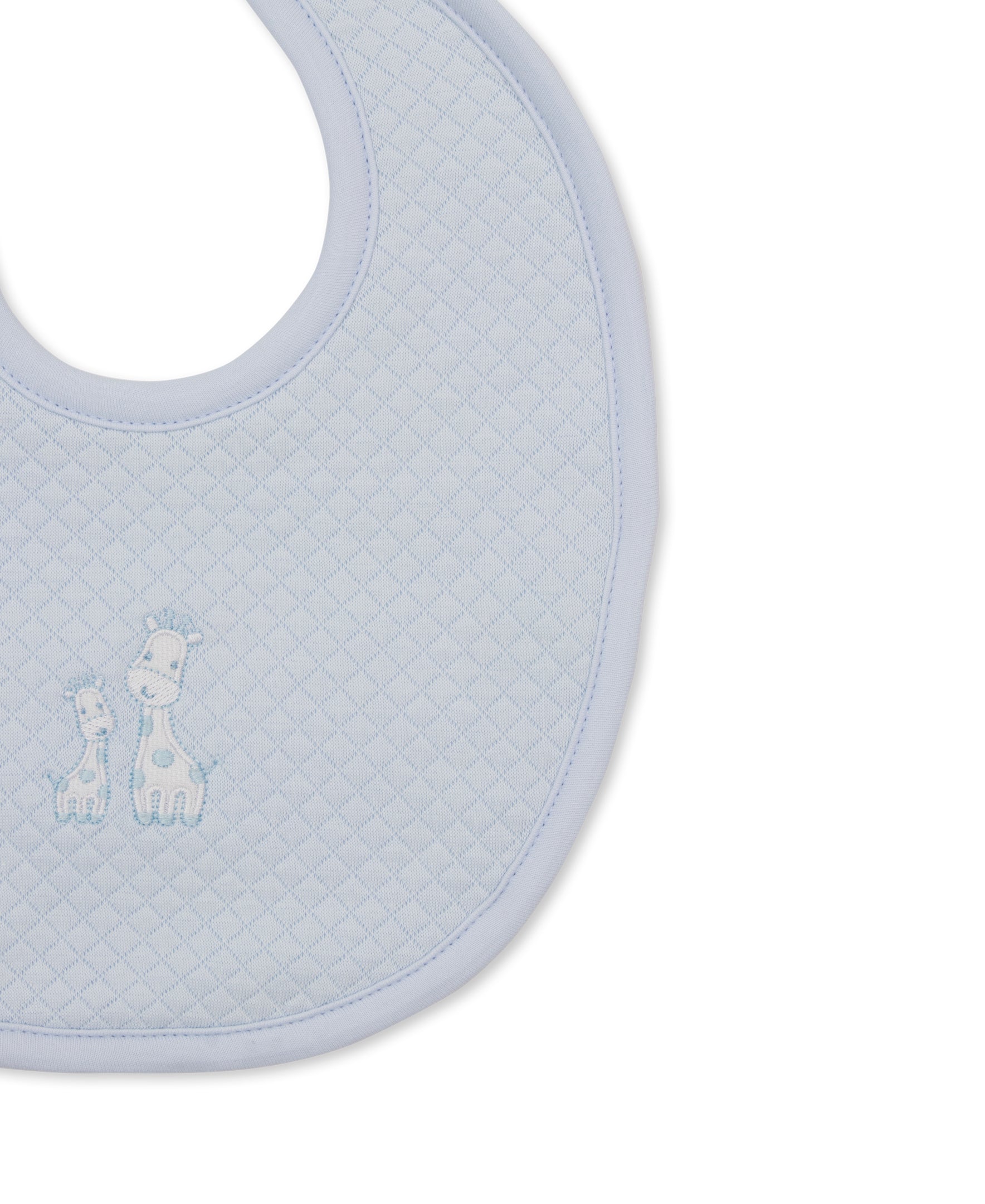 Giraffe Laughs Blue Jacquard Bib - Kissy Kissy