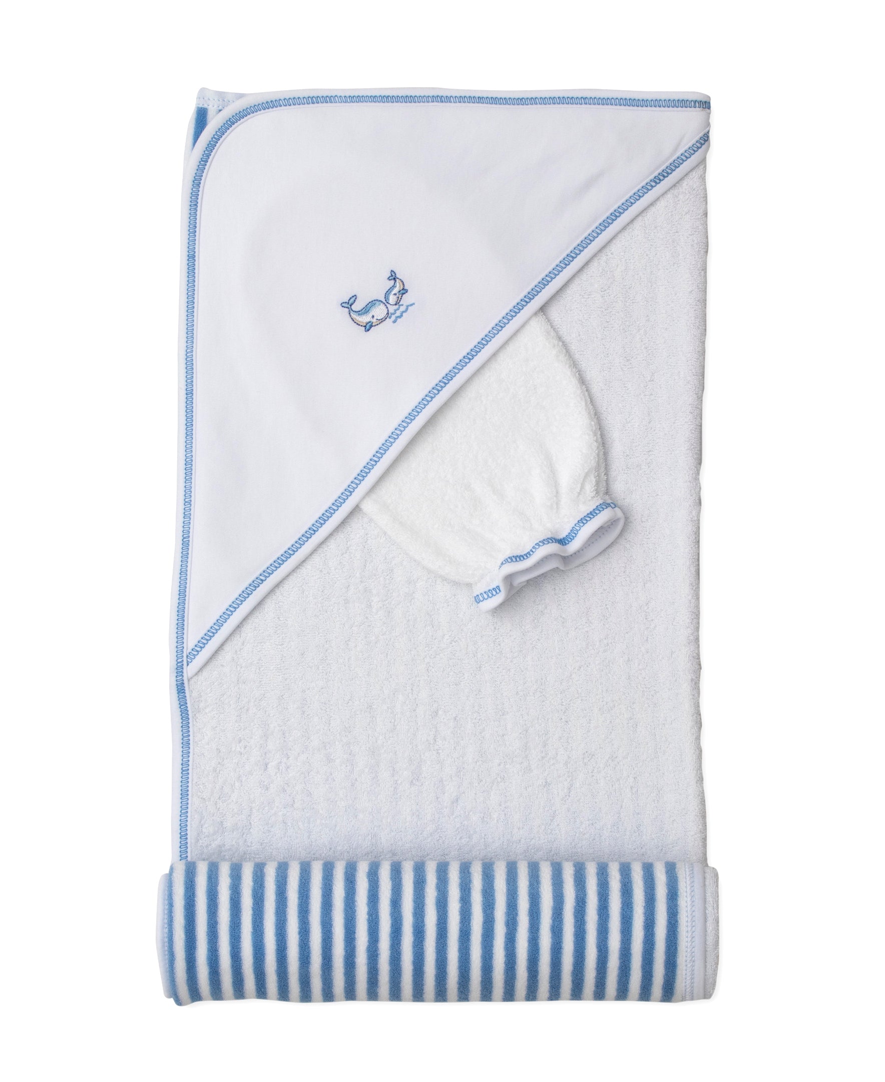 Whale Pods Blue Towel & Mitt Set - Kissy Kissy