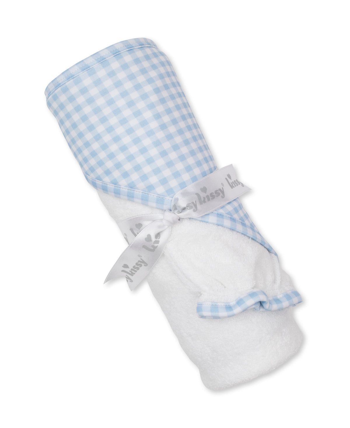 Gingham Traditions Blue Hooded Towel & Mitt Set - Kissy Kissy