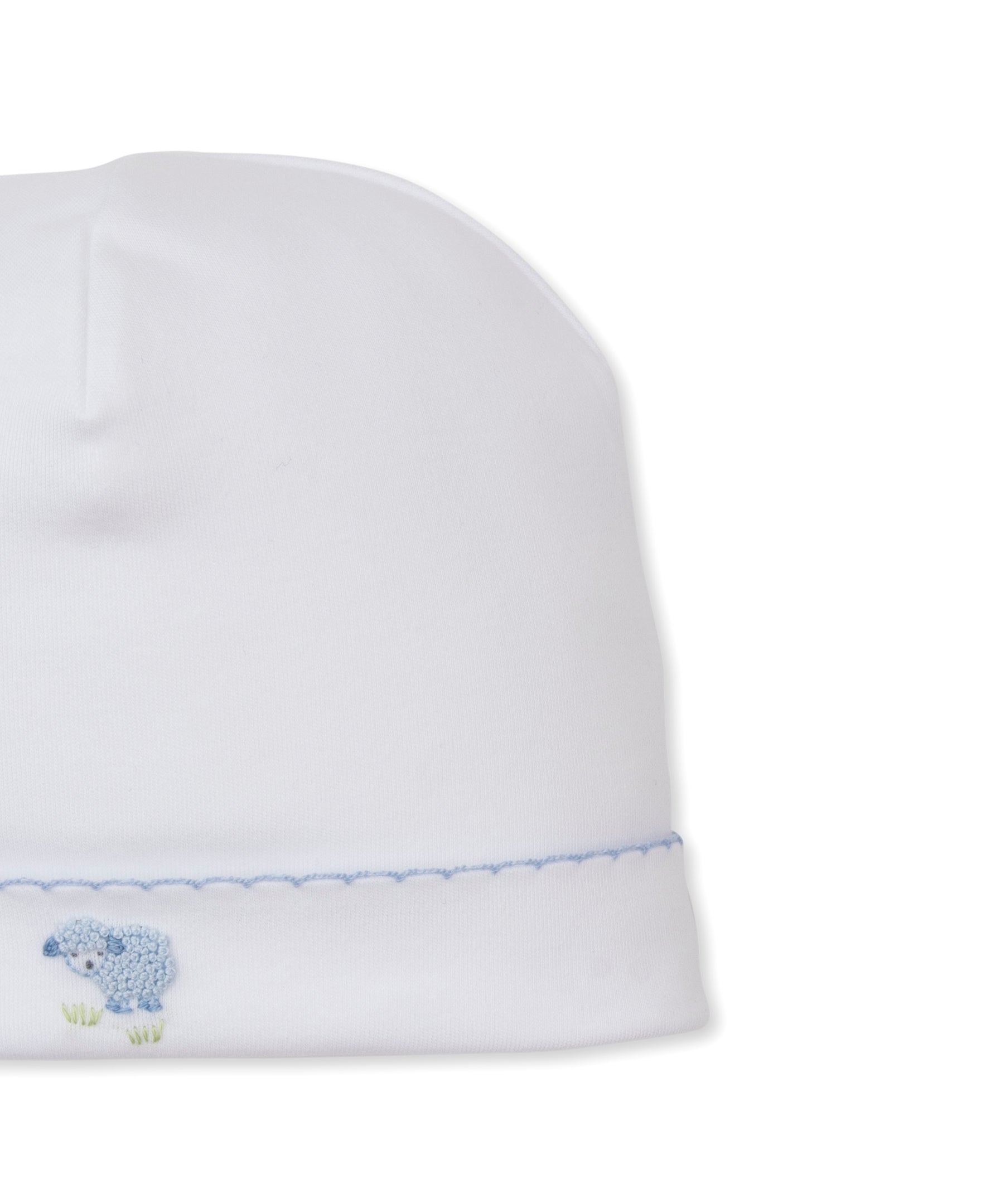 Premier Sweet Sheep White/Blue Hand Emb. Hat - Kissy Kissy