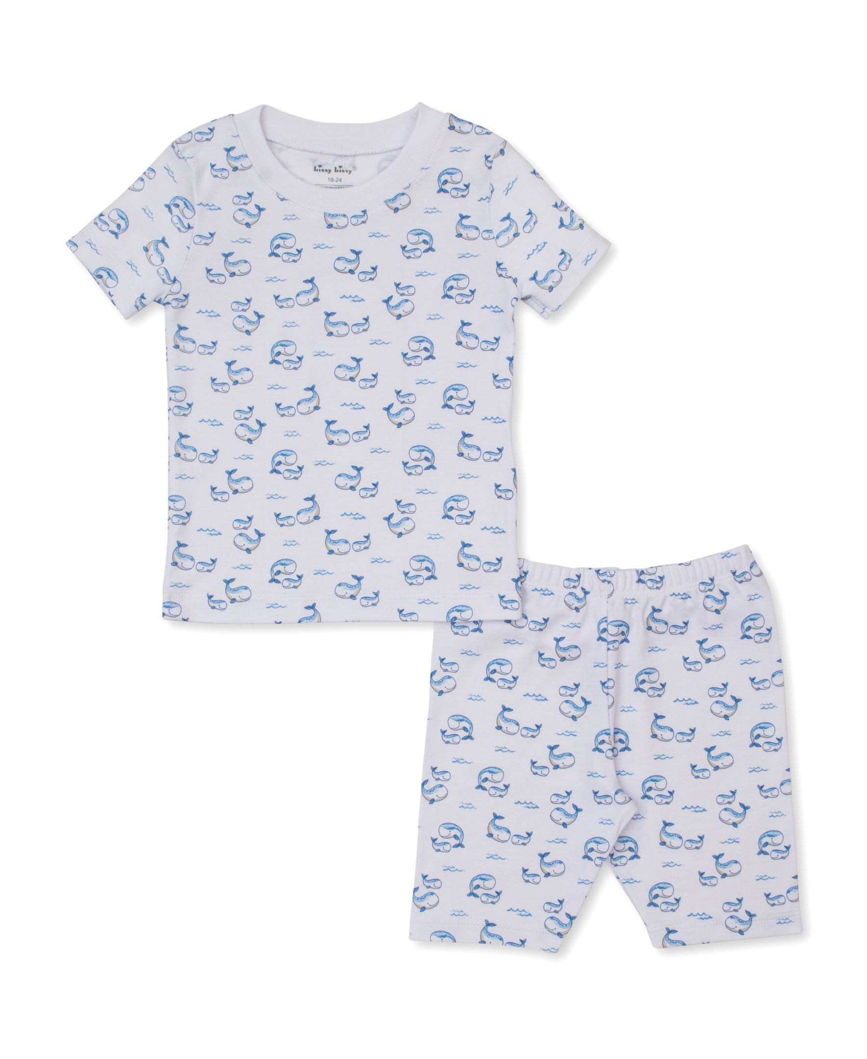 Whale Pods Blue Toddler Short Pajama Set - Kissy Kissy
