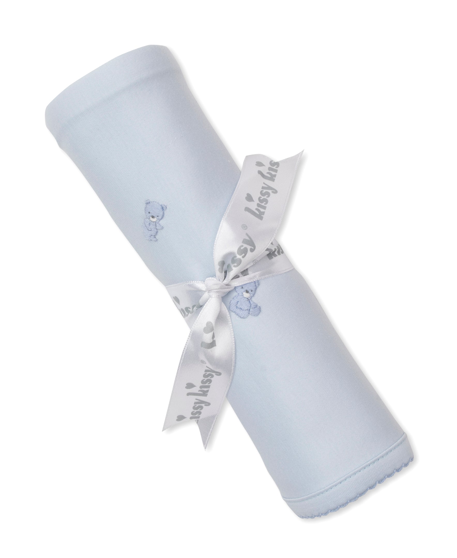 SCE Teddy Bear Time Blue Hand Emb. Blanket - Kissy Kissy