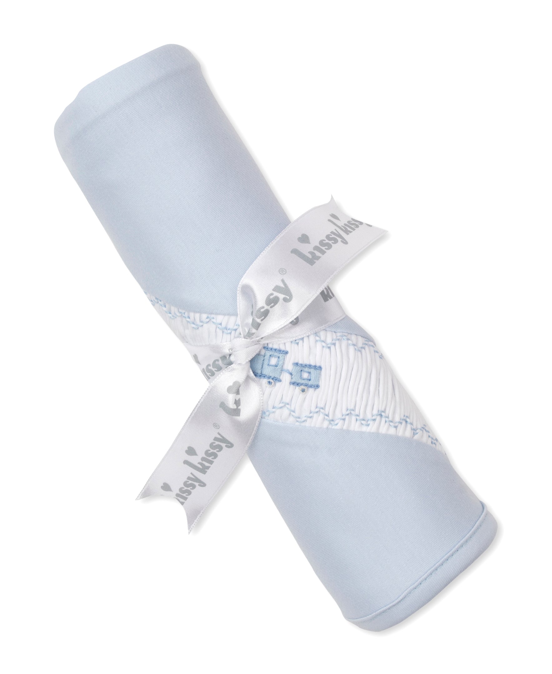 CLB Fall Medley 25 Blue Hand Smocked Blanket - Kissy Kissy