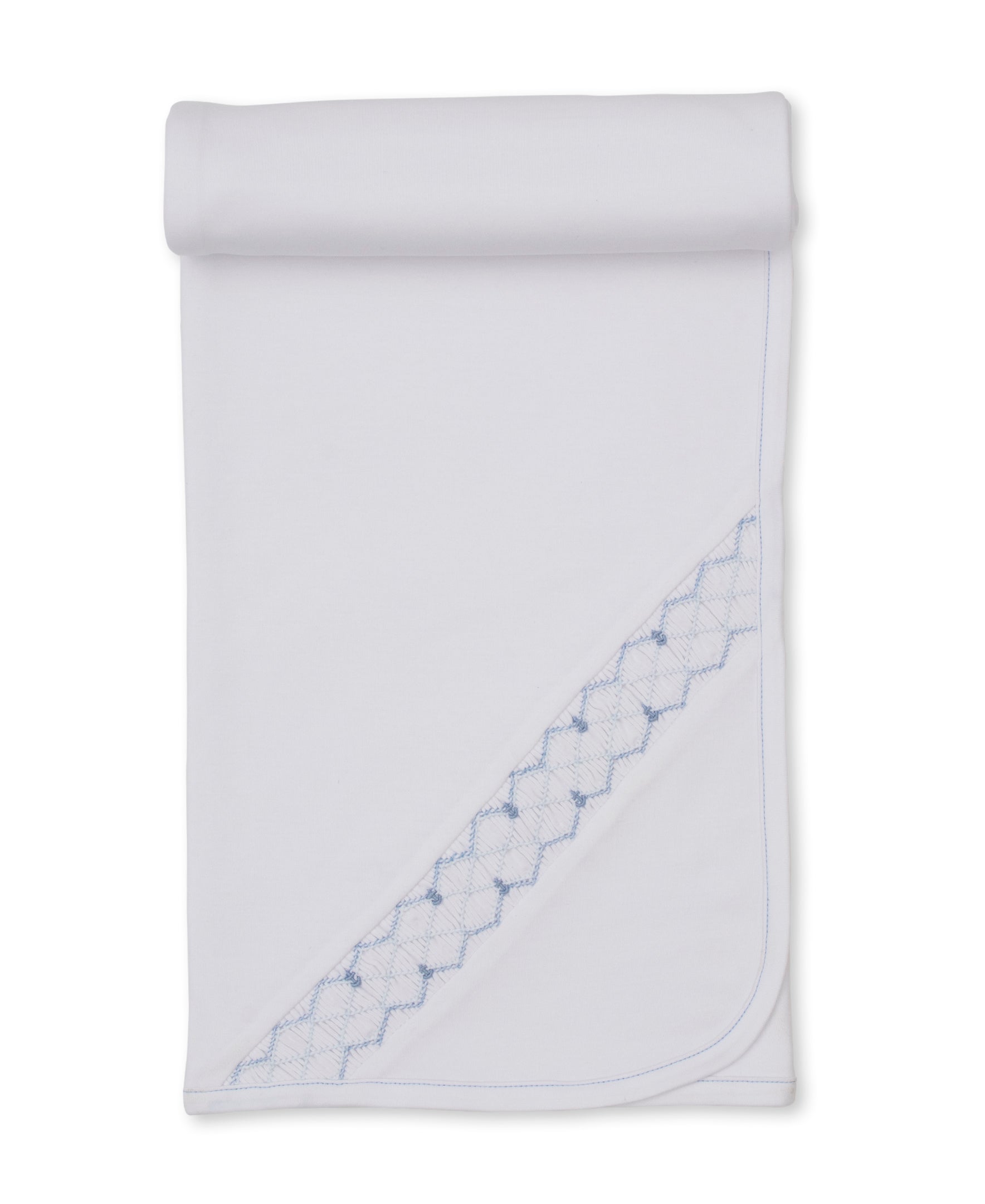 CLB Summer Anchors 26 White/Blue Hand Smocked Blanket - Kissy Kissy