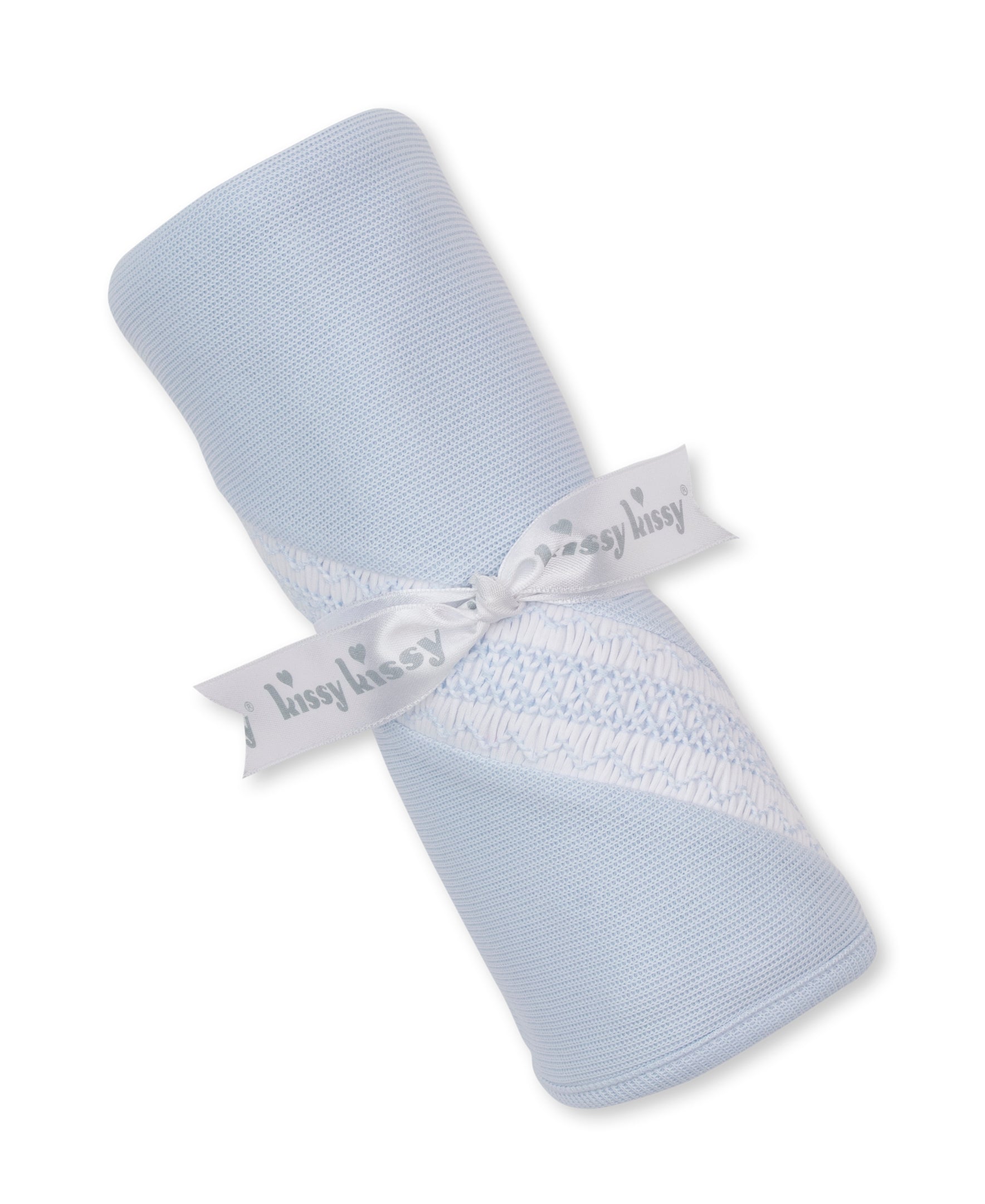 CLB Punto Ingles Blue Hand Smocked Blanket - Kissy Kissy