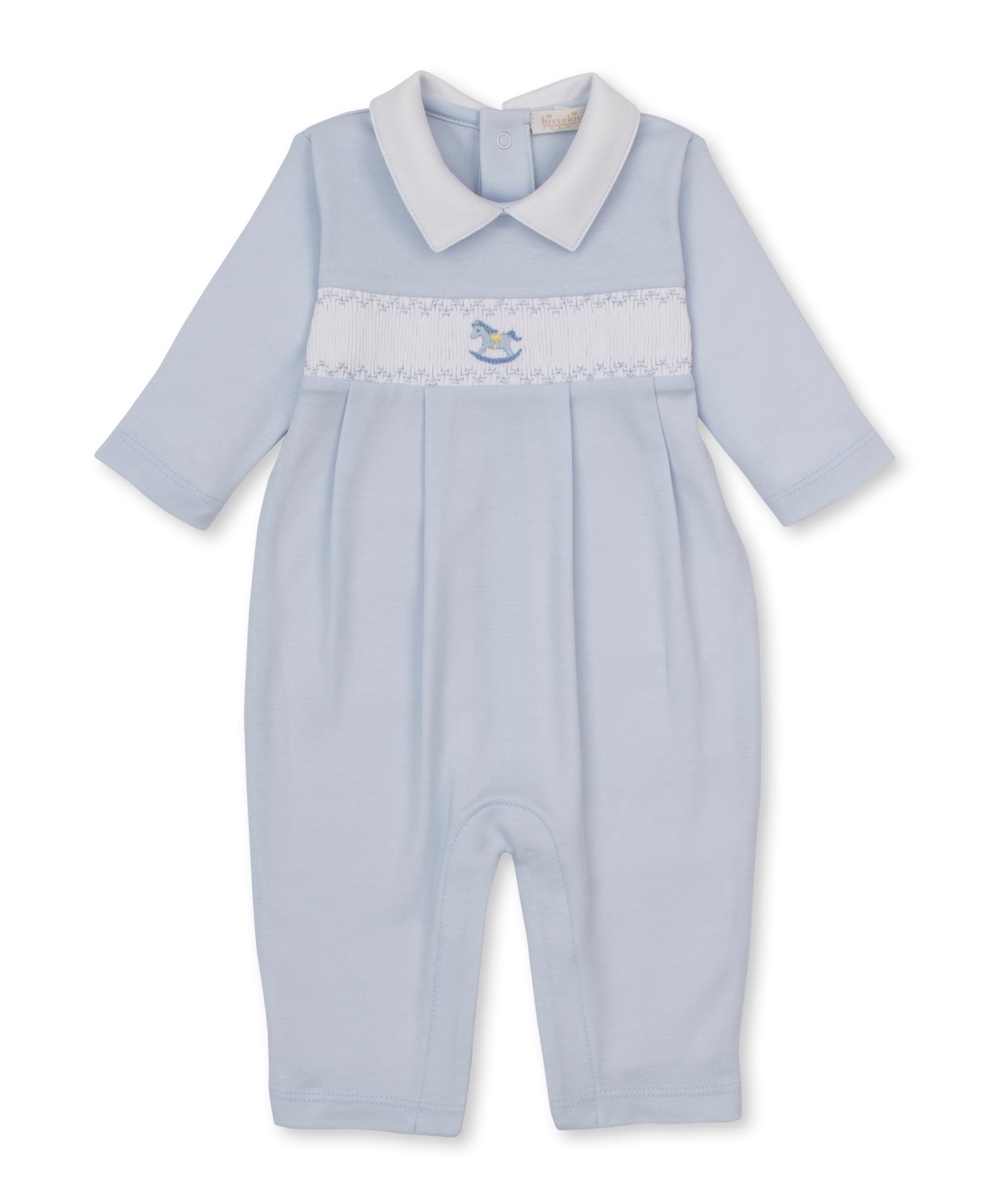 CLB Fall Medley 26 Blue Hand Smocked Playsuit
