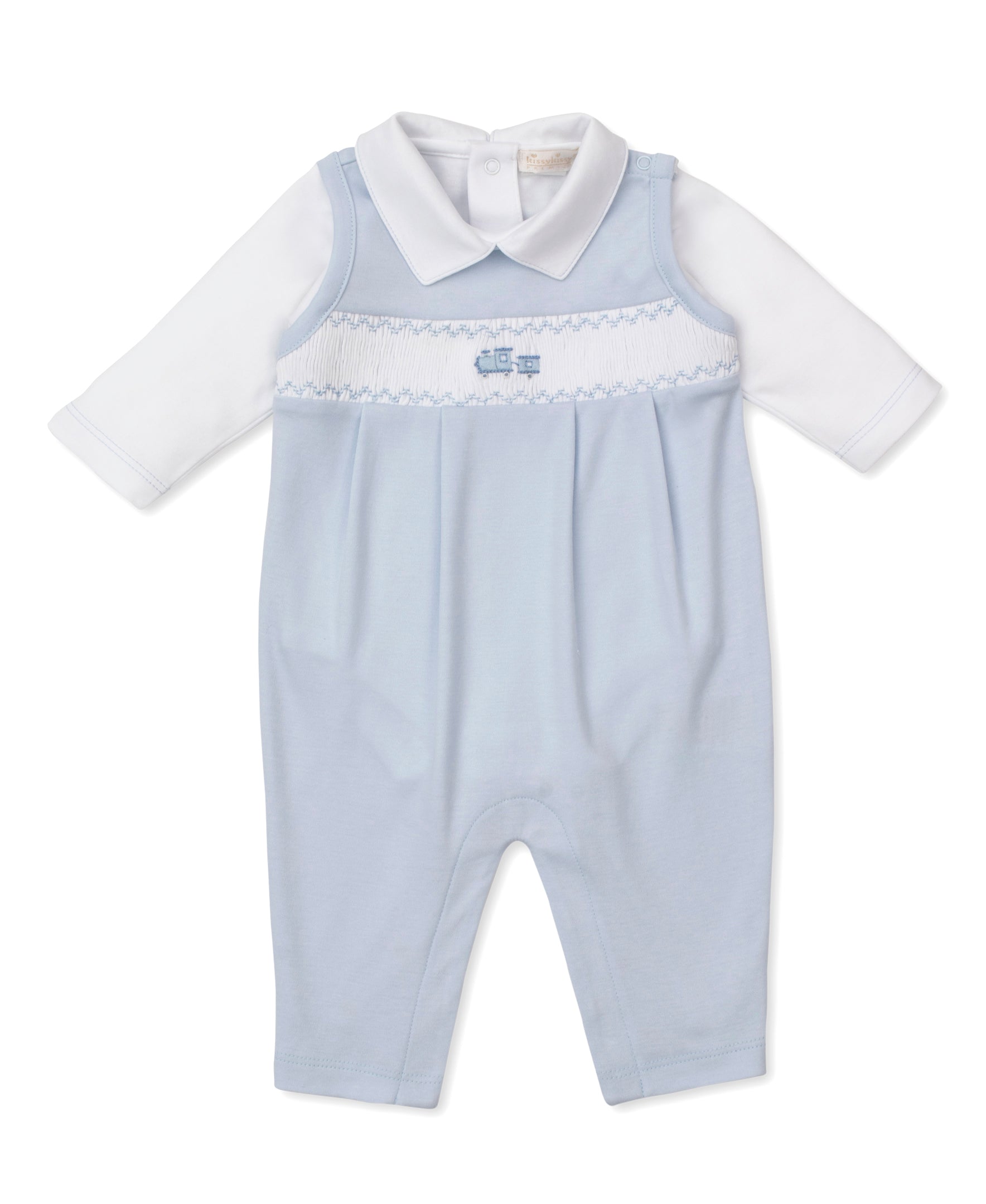 CLB Fall Medley 25 Blue Hand Smocked Overall Set - Kissy Kissy