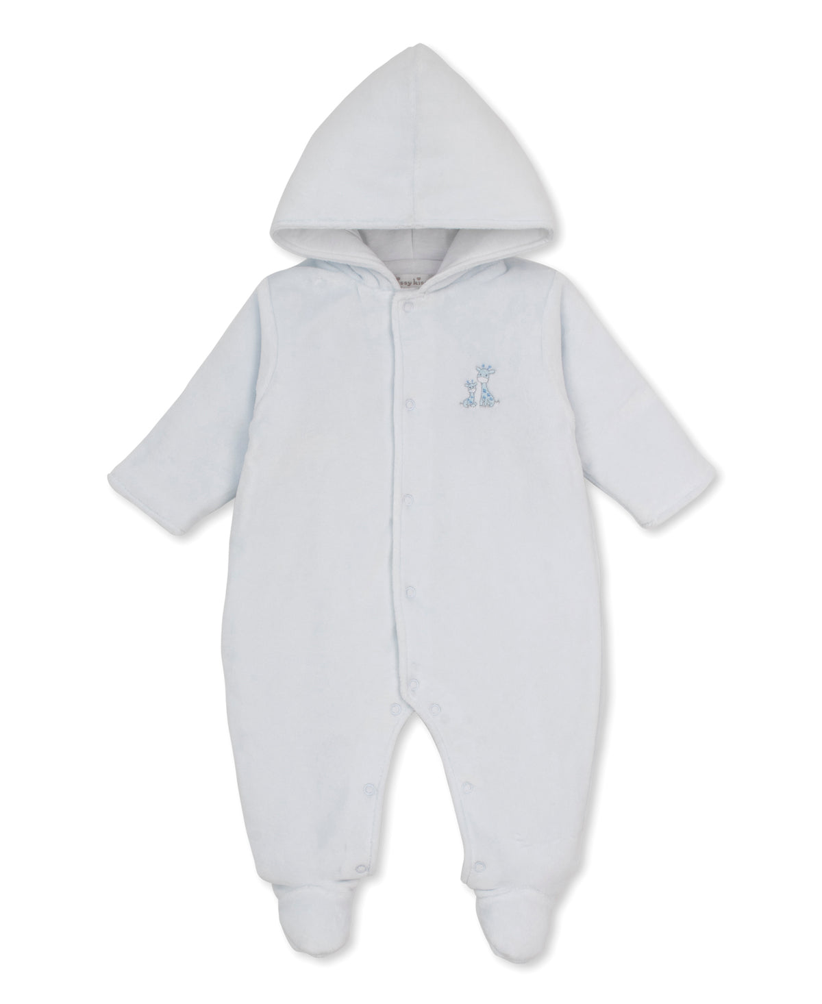 Just Giraffes Blue Velour Footed Bunting - Kissy Kissy