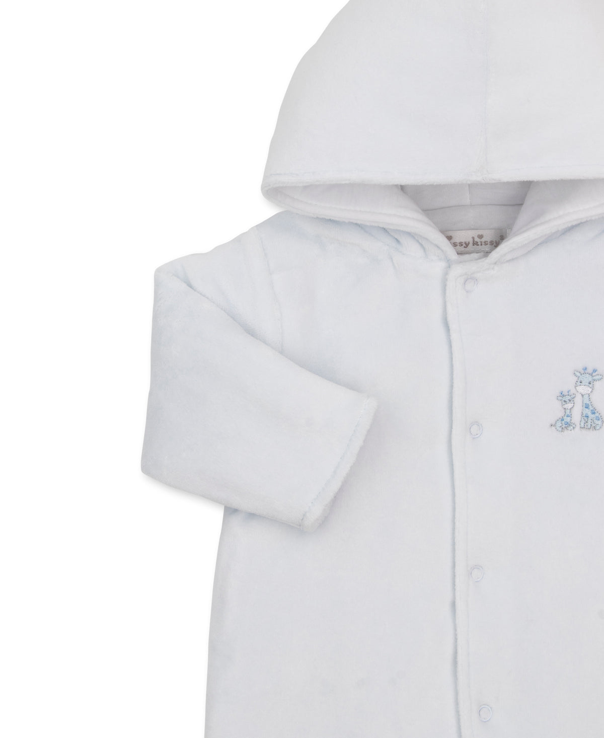 Just Giraffes Blue Velour Footed Bunting - Kissy Kissy
