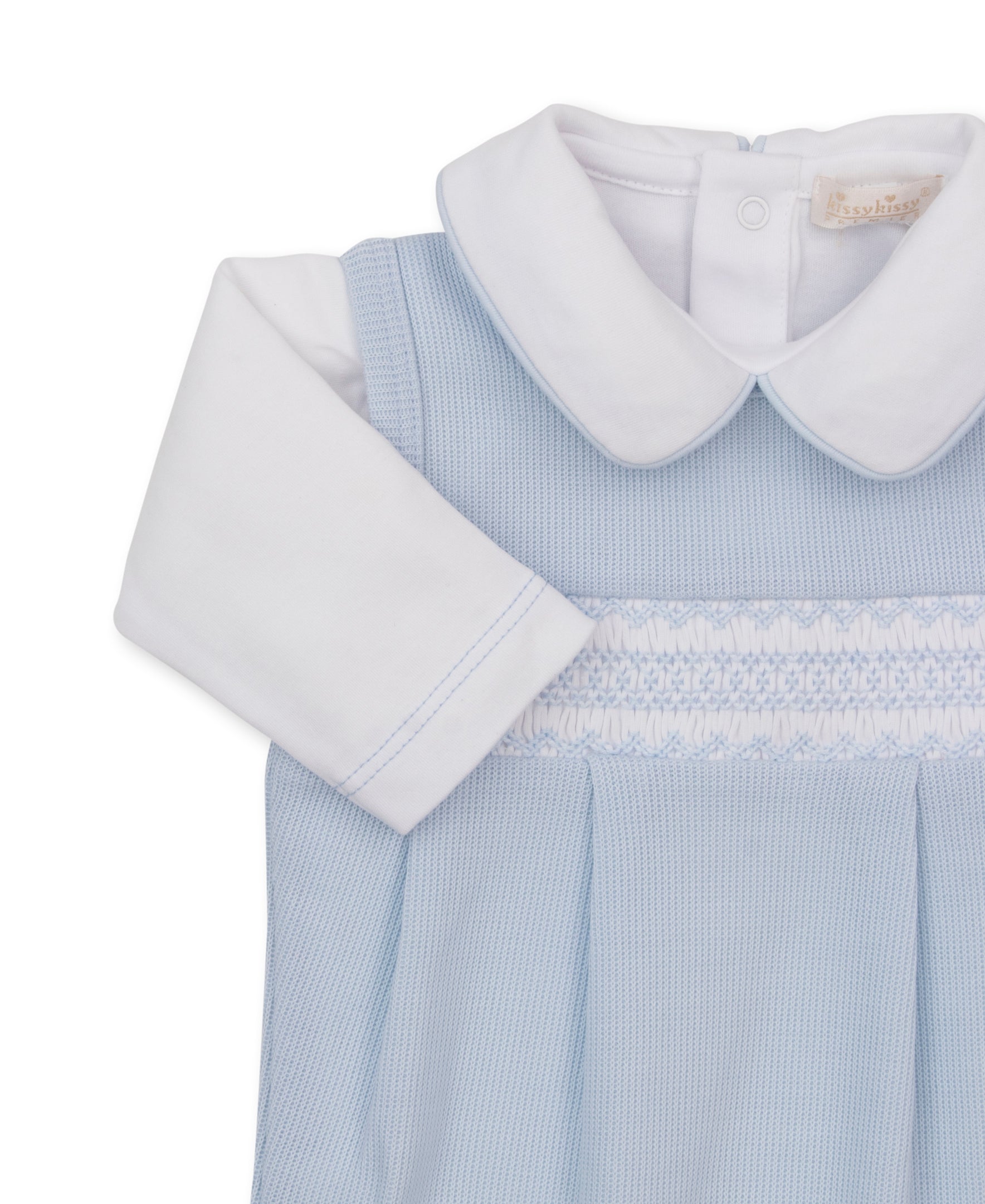CLB Punto Ingles Blue Hand Smocked Overall Set - Kissy Kissy