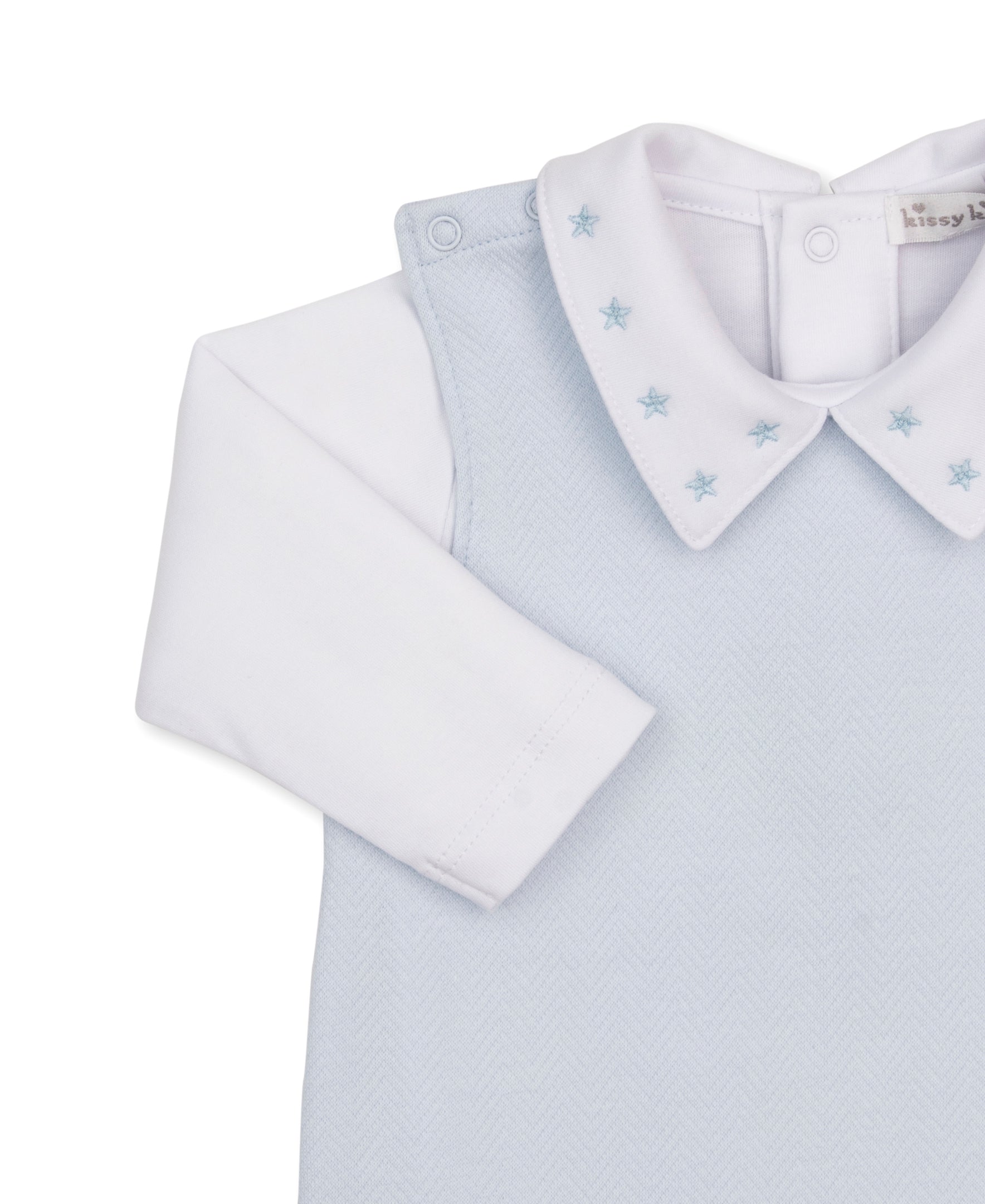 Baby Blessings Blue Jacquard Footed Overall Set