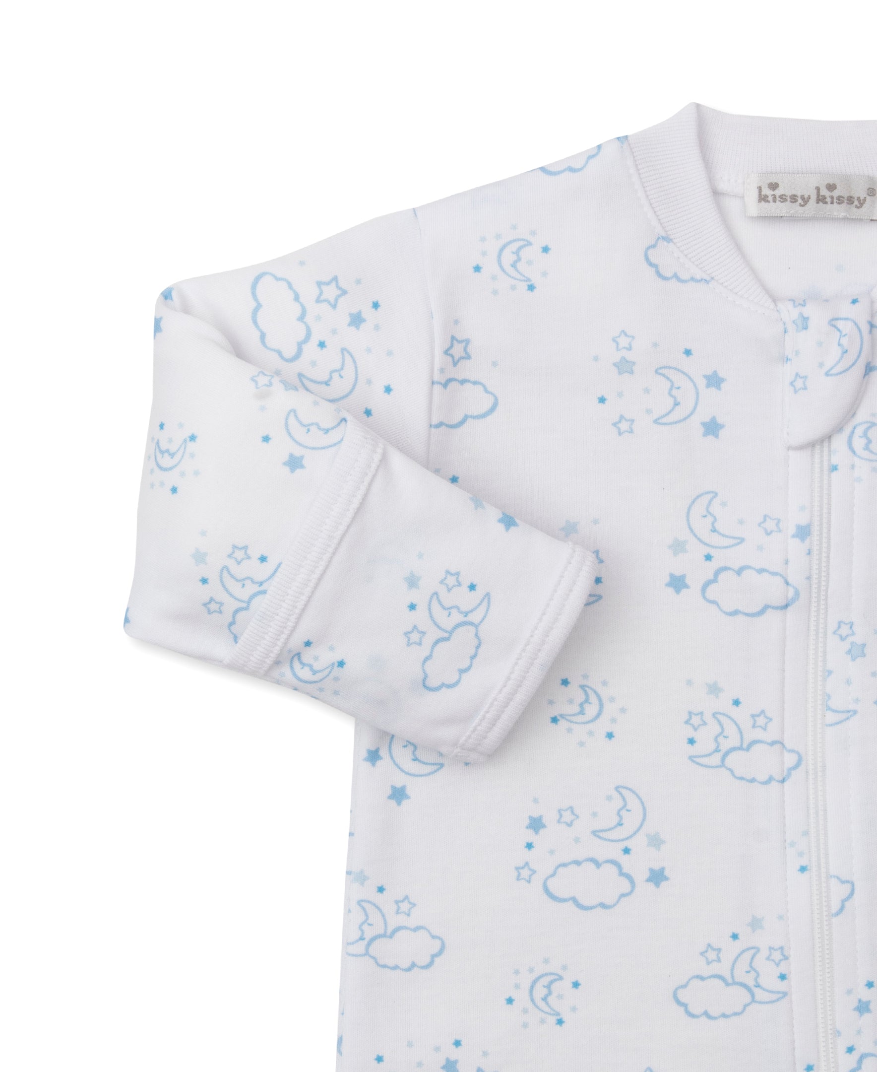 Cheerful Goodnight Blue Zip Footie - Kissy Kissy