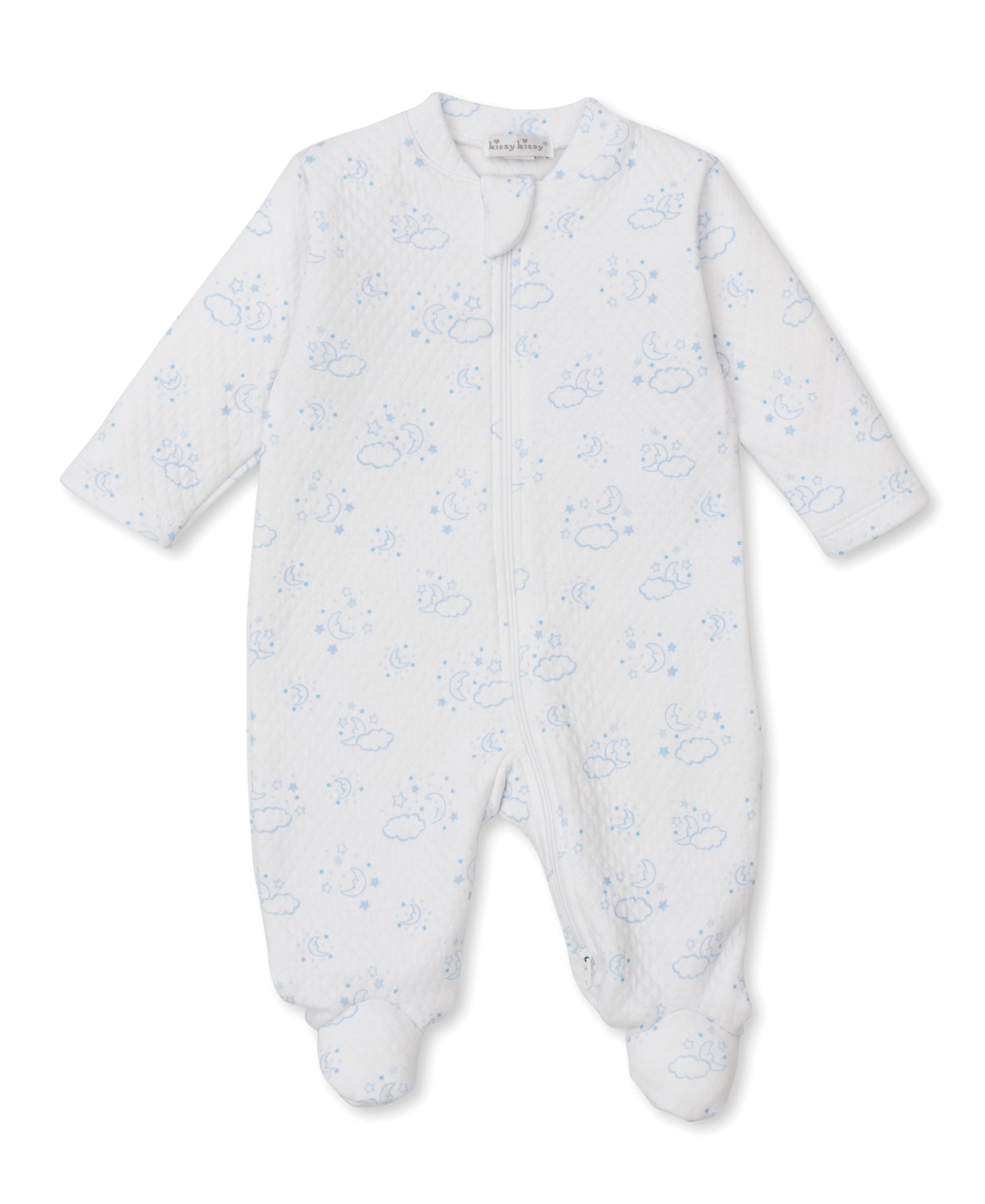 Cheerful Goodnight Blue Jacquard Zip Footie - Kissy Kissy