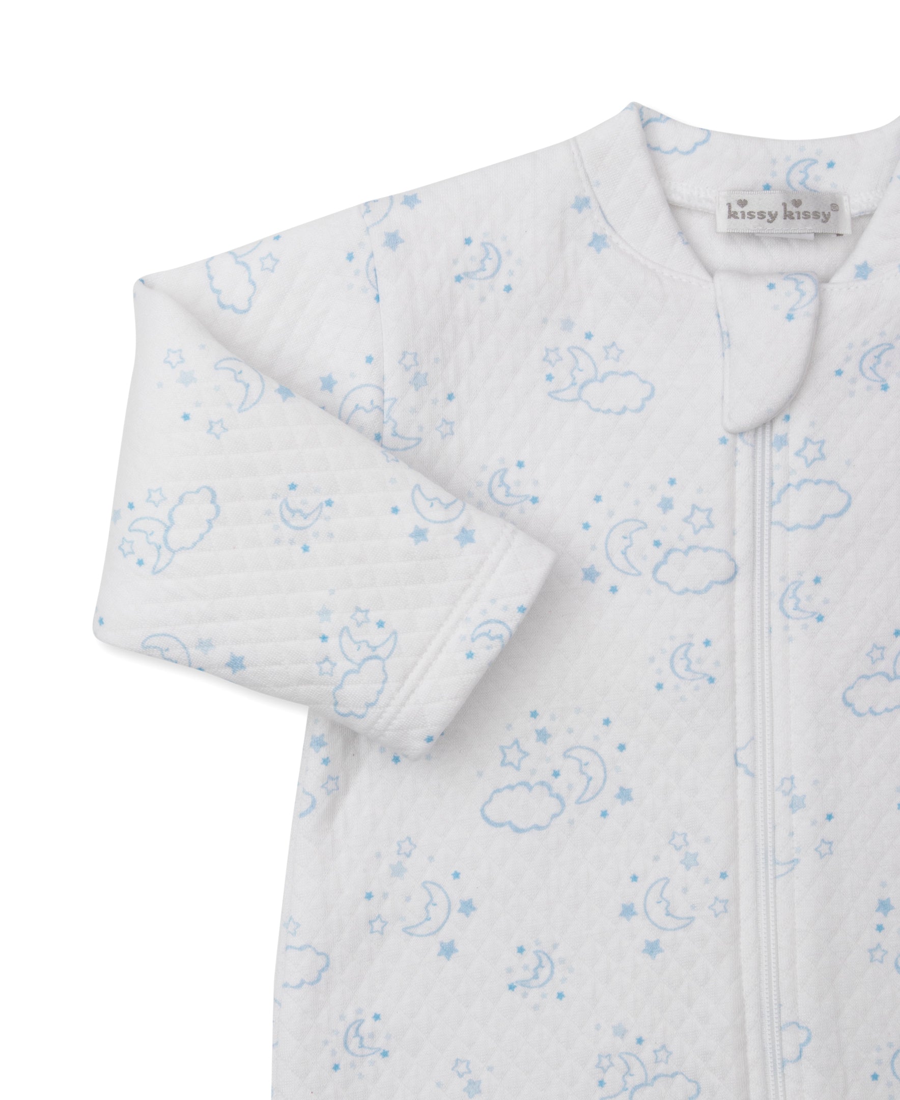 Cheerful Goodnight Blue Jacquard Zip Footie - Kissy Kissy