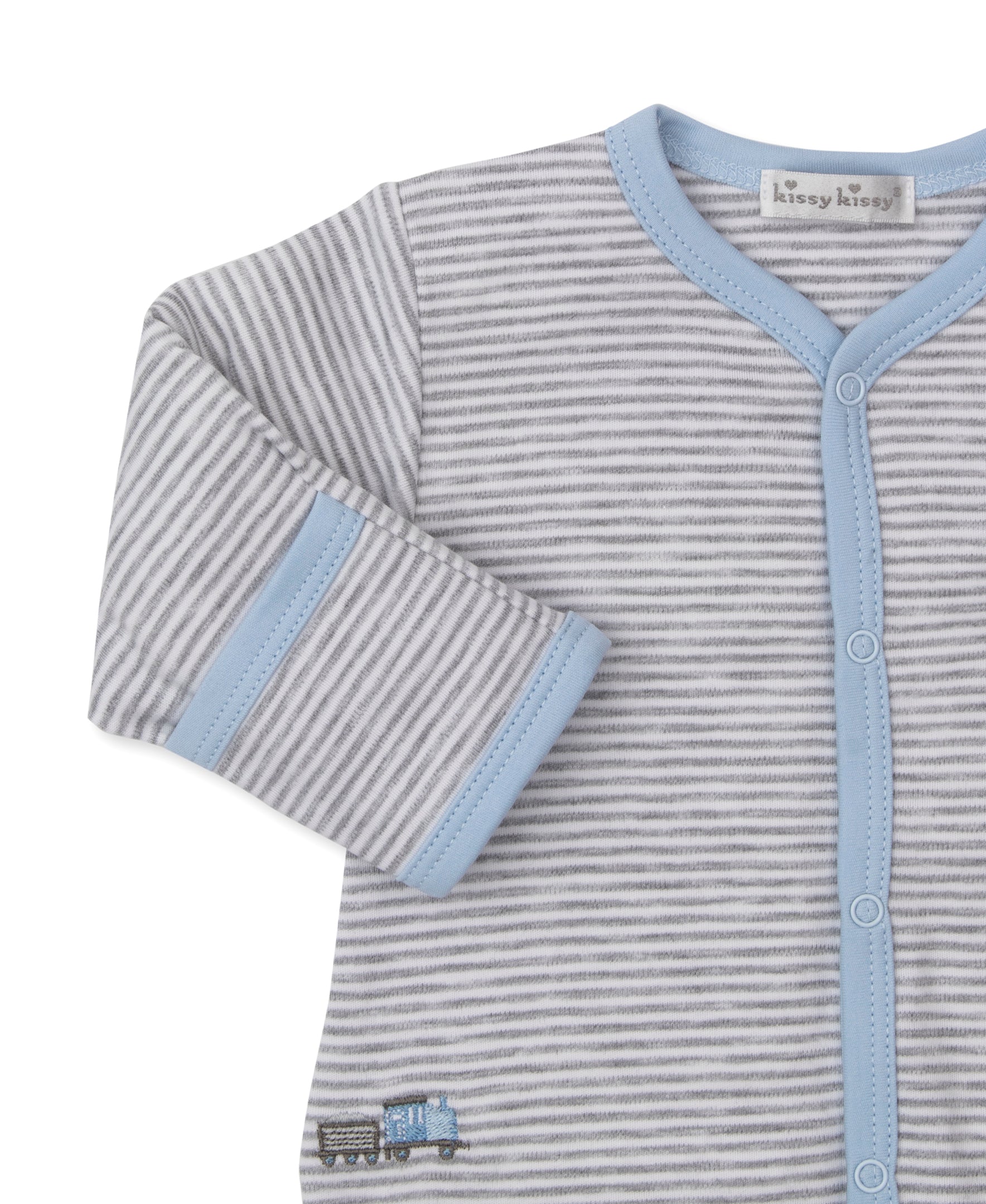 Roundabout Railroad Stripe Footie - Kissy Kissy