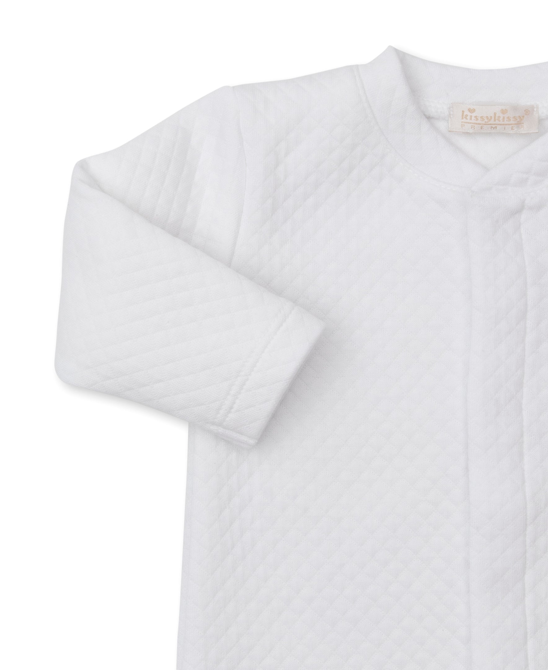 Premier Elephant Esprit White/Blue Hand Emb. Jacquard Footie - Kissy Kissy